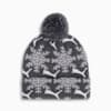 Fair Isle Winter Pom Pom Snowflake Beanie, DARK GREY, small