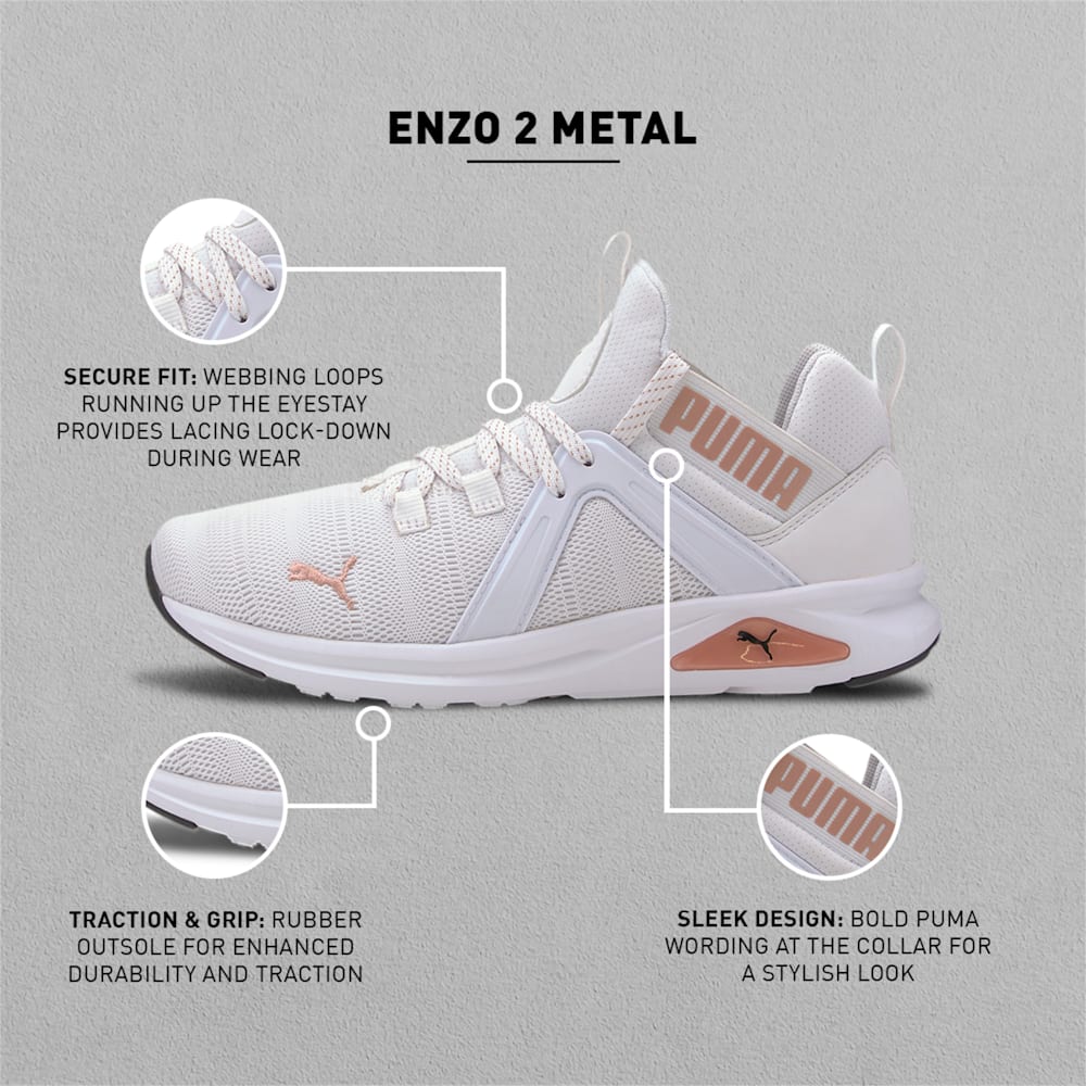 Enzo 2 Metal Women s Running Shoes Puma White Rose Gold PUMA Shop All Puma PUMA