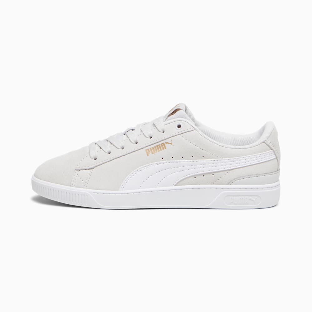 Vikky V3 Women's Sneakers, Feather Gray-PUMA White-PUMA Gold, large