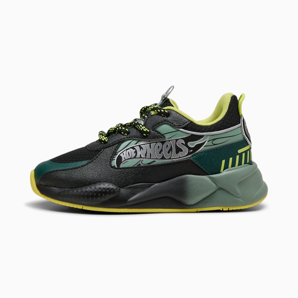 PUMA x HOT WHEELS™ RS-X Little Kids' Sneakers, PUMA Black-Green Moon, large