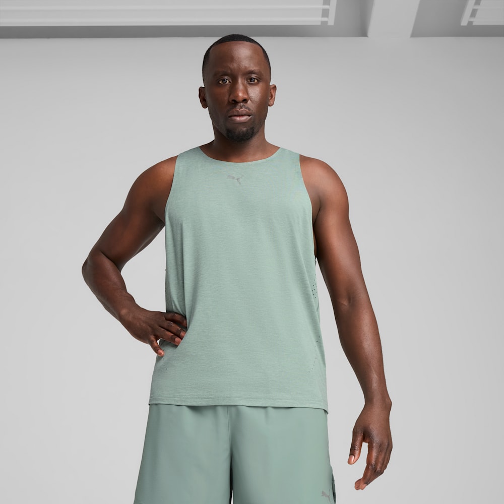 Everyday Running CLOUDSPUN Men's Tank, Green Moon-heather, large