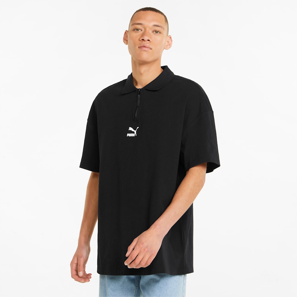 Zip polo shirt mens sales