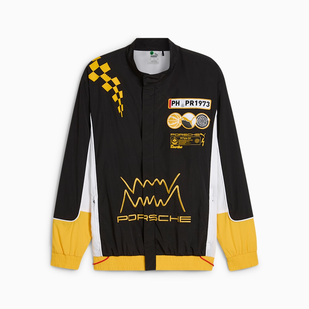 Porsche Legacy Men s Jacket PUMA Black Sport Yellow PUMA White PUMA PUMA HOOPS x Porsche PUMA
