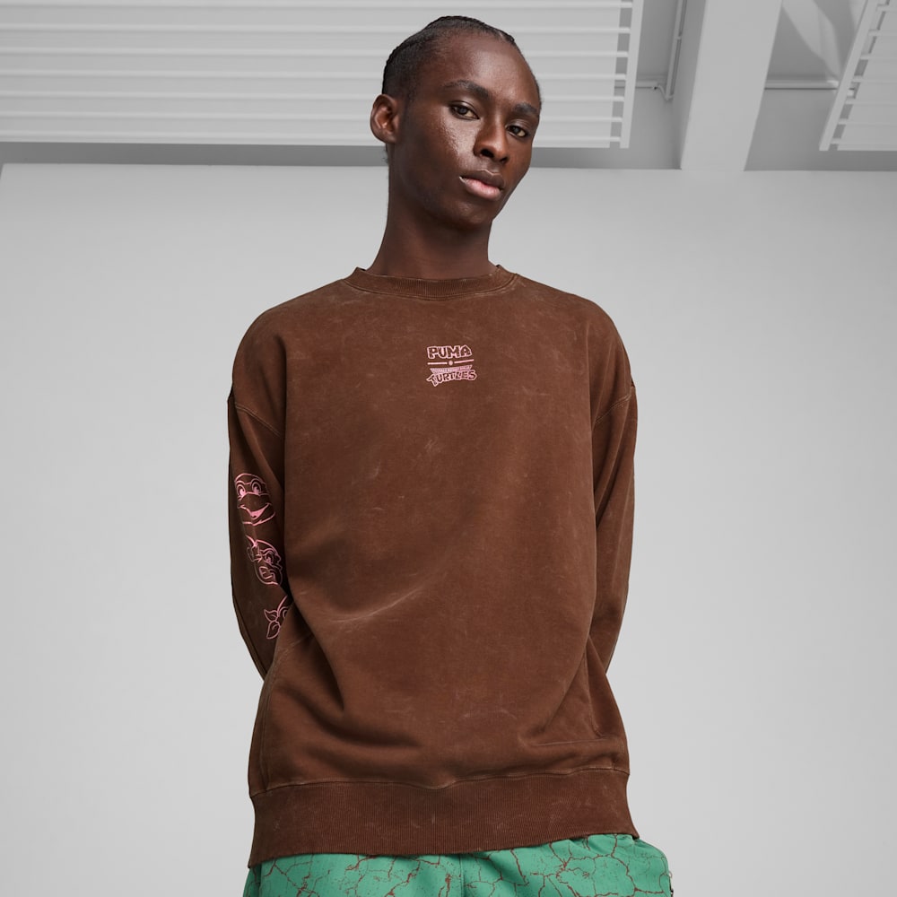 PUMA x TMNT Men's Relaxed Crew Sweatshirt, Chocotart, large