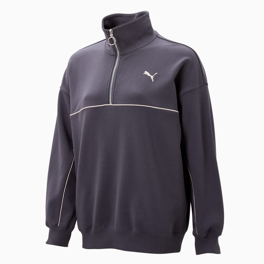 Women's Oversized Quarter Zip Sweat | Galactic Gray | PUMA