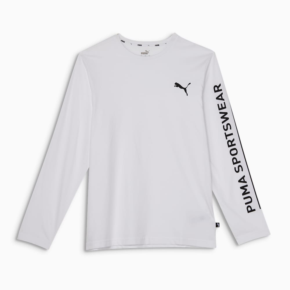 Essentials Men's Long Sleeve Tee, Puma White, large-NZL