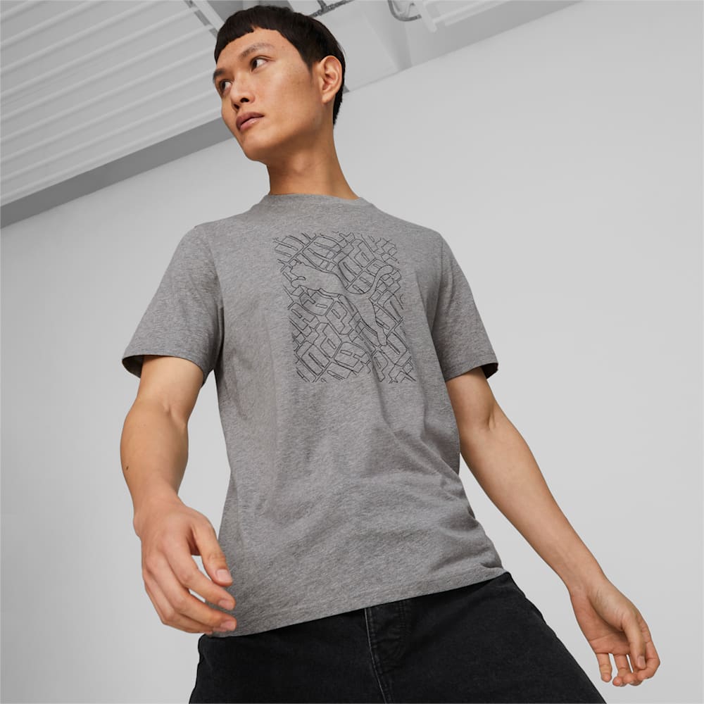 Graphics Cat Men's Tee , Medium Gray Heather, large-NZL