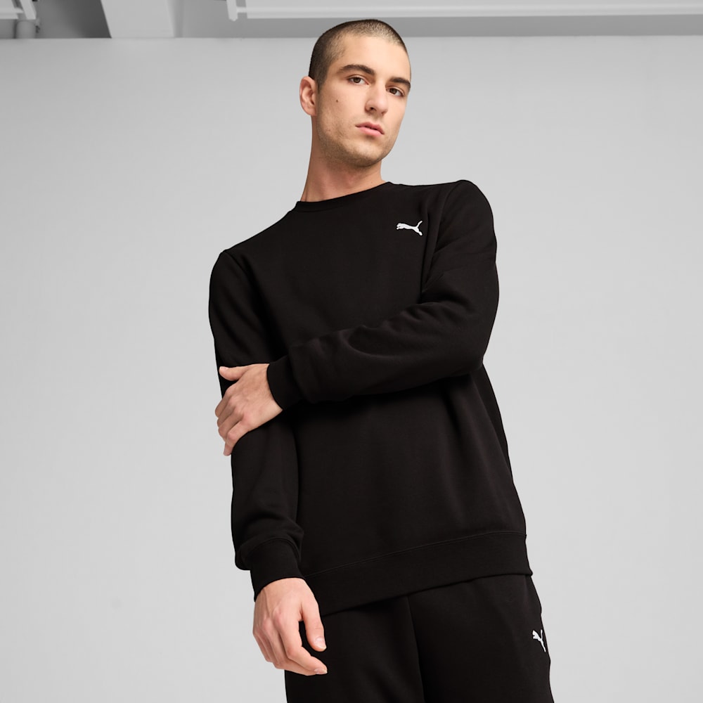 ESSENTIALS Men's Crew, PUMA Black, large-NZL