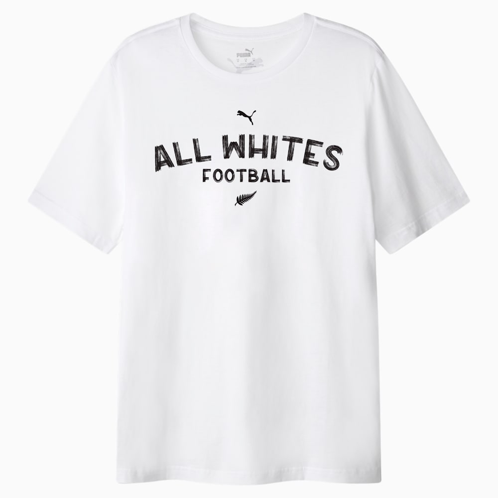 New Zealand All Whites Football 2025 Casual Tee - Youth 8-16 years, PUMA White-PUMA Black-NZF, large-NZL