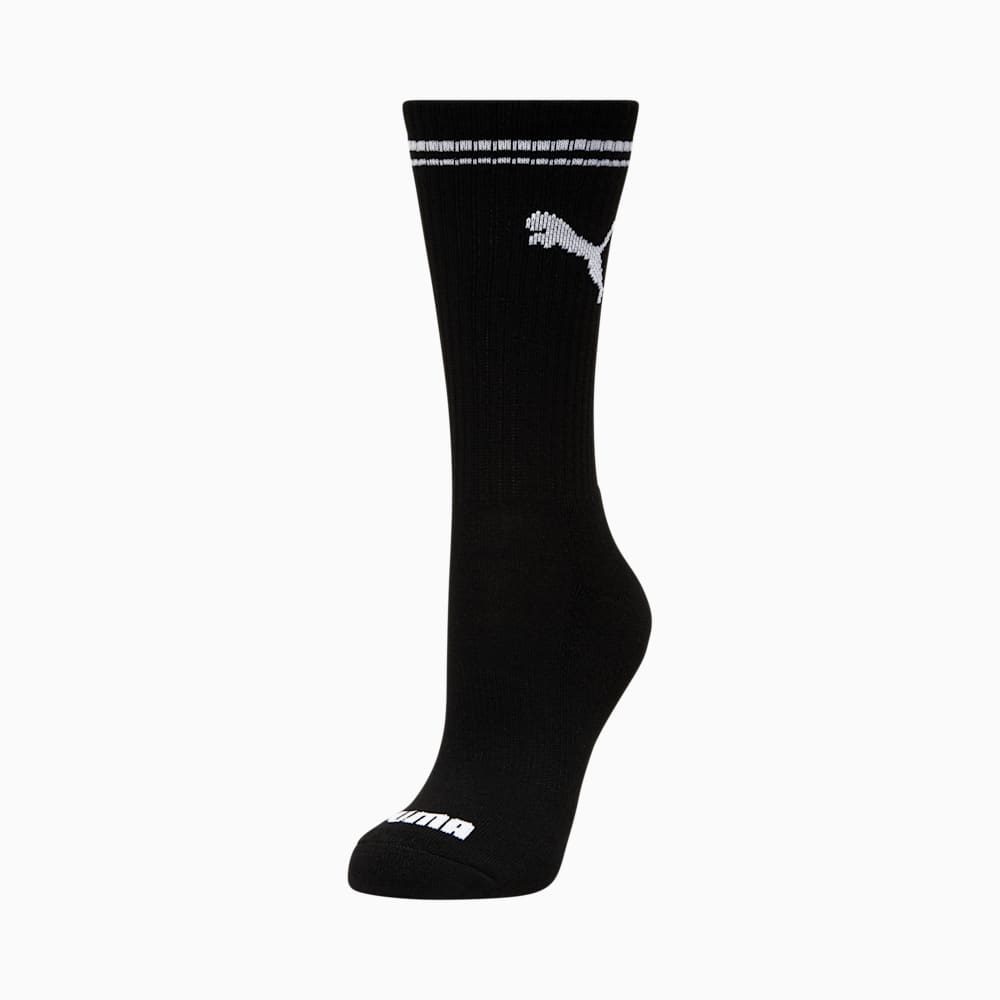 Women's Half-Terry Crew Socks (3 Pairs), BLACK / WHITE, large