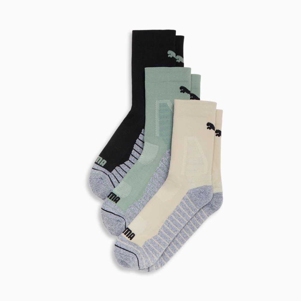 Men's Half-Terry Crew Socks (3 Pairs), OLIVE / KHAKI, large