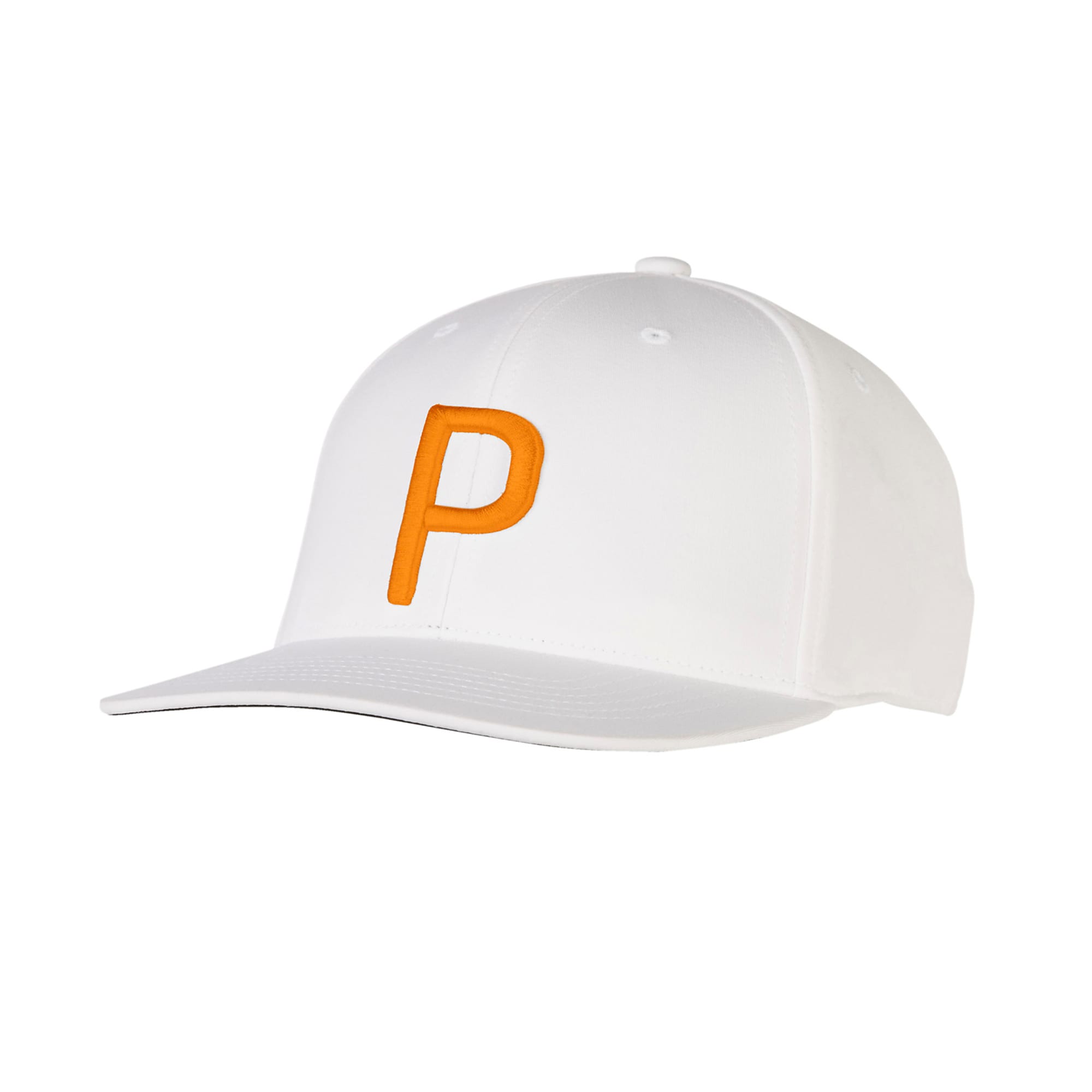 Golf Men's P Snapback Cap, Bright White-Vibrant Orange, large-SEA