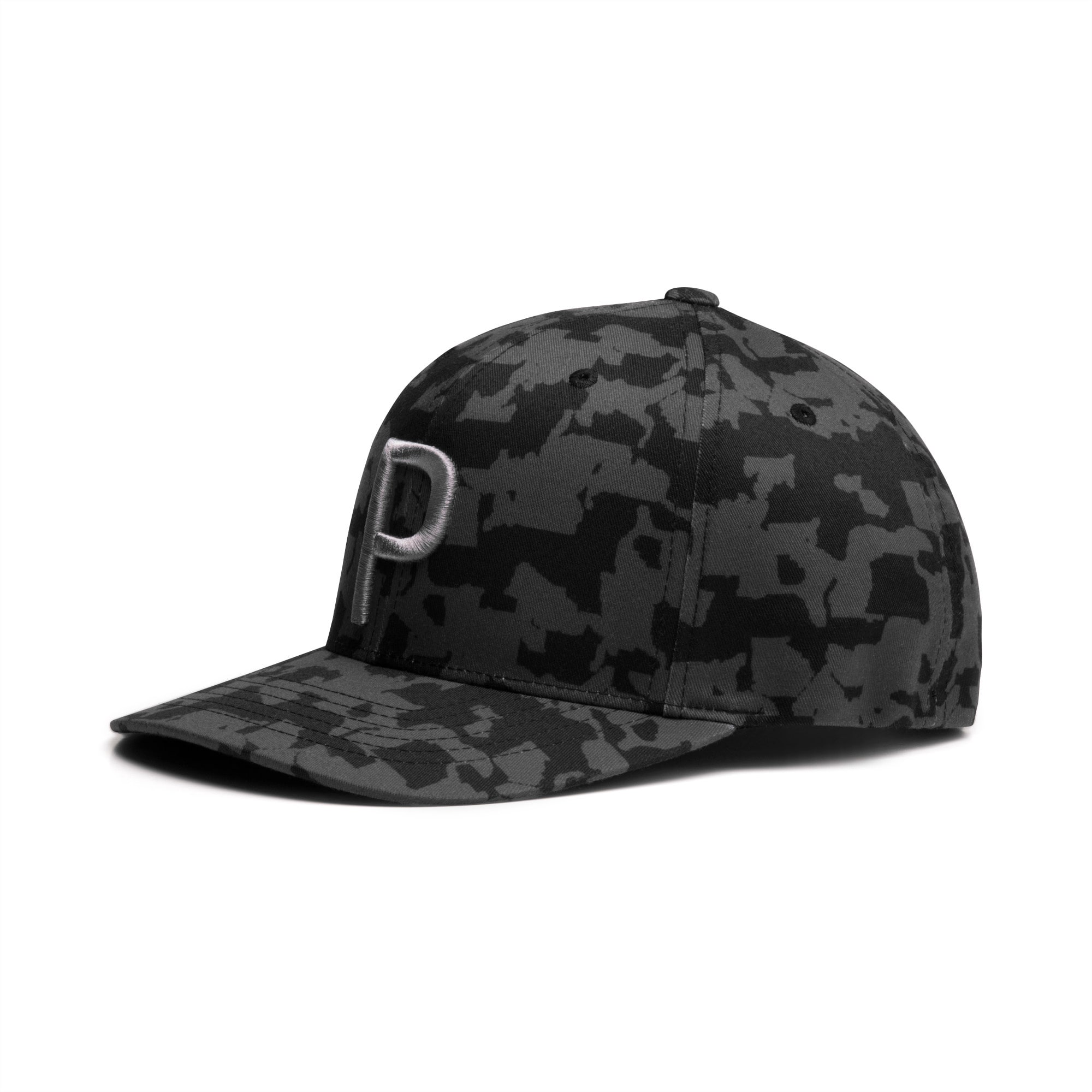 Golf Men's P Snapback Cap, Puma Black-Camo, large-SEA