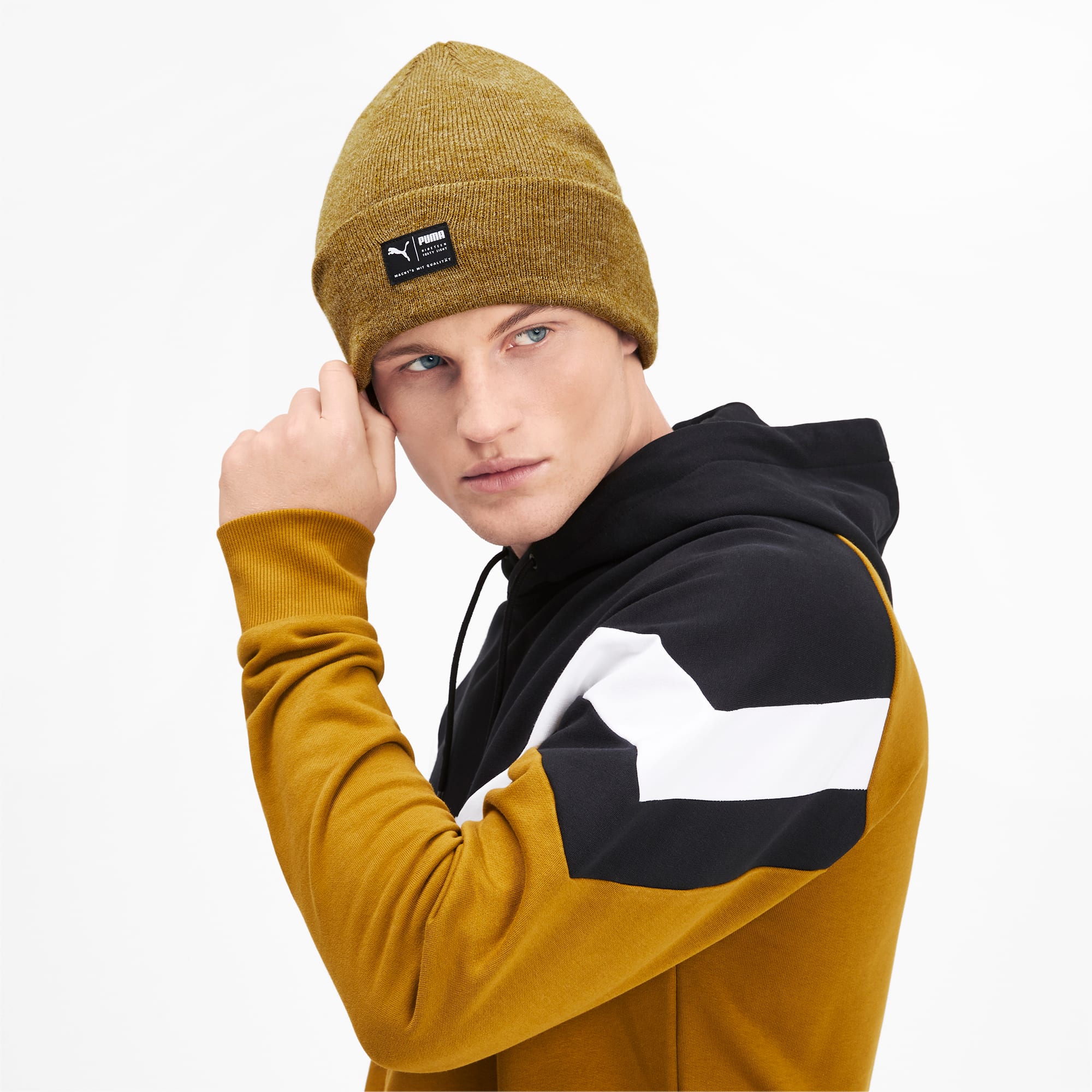 Archive Melierte Beanie, Moss Green, large
