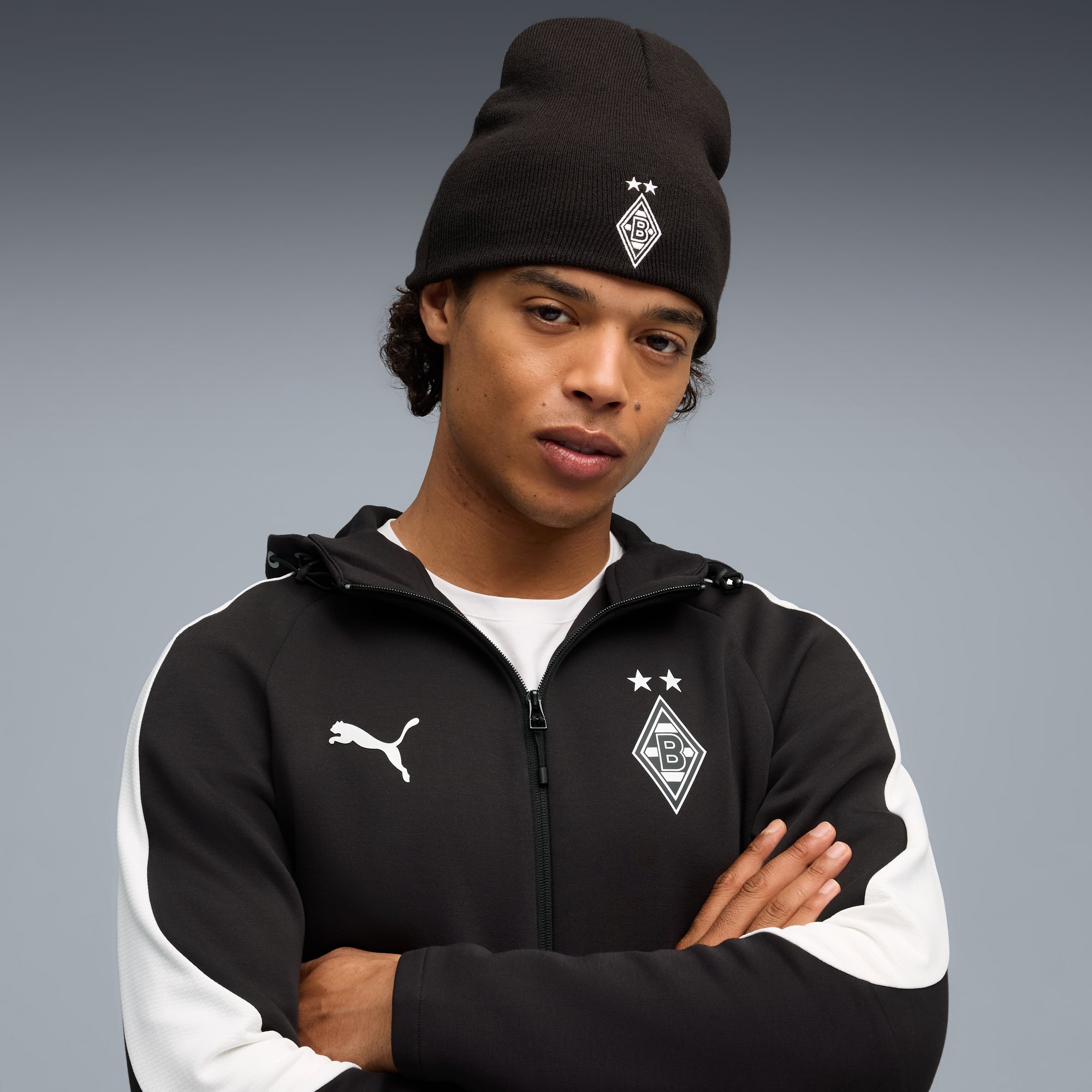 Borussia Mönchengladbach omkeerbare beanie uniseks, PUMA Black-PUMA White, large