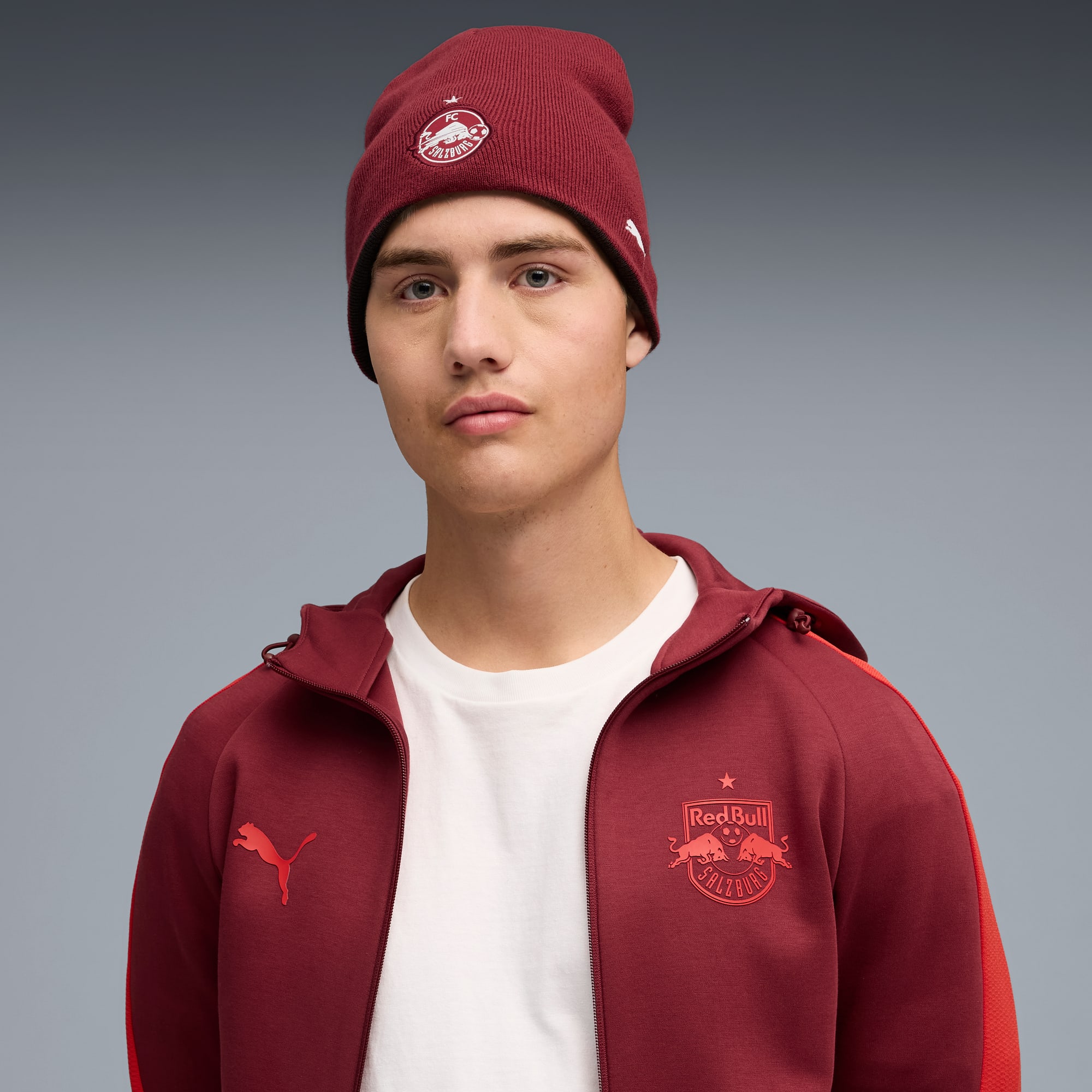 Gorro beanie reversible FC Red Bull Salzburg, Flat Dark Gray-Team Regal Red, large