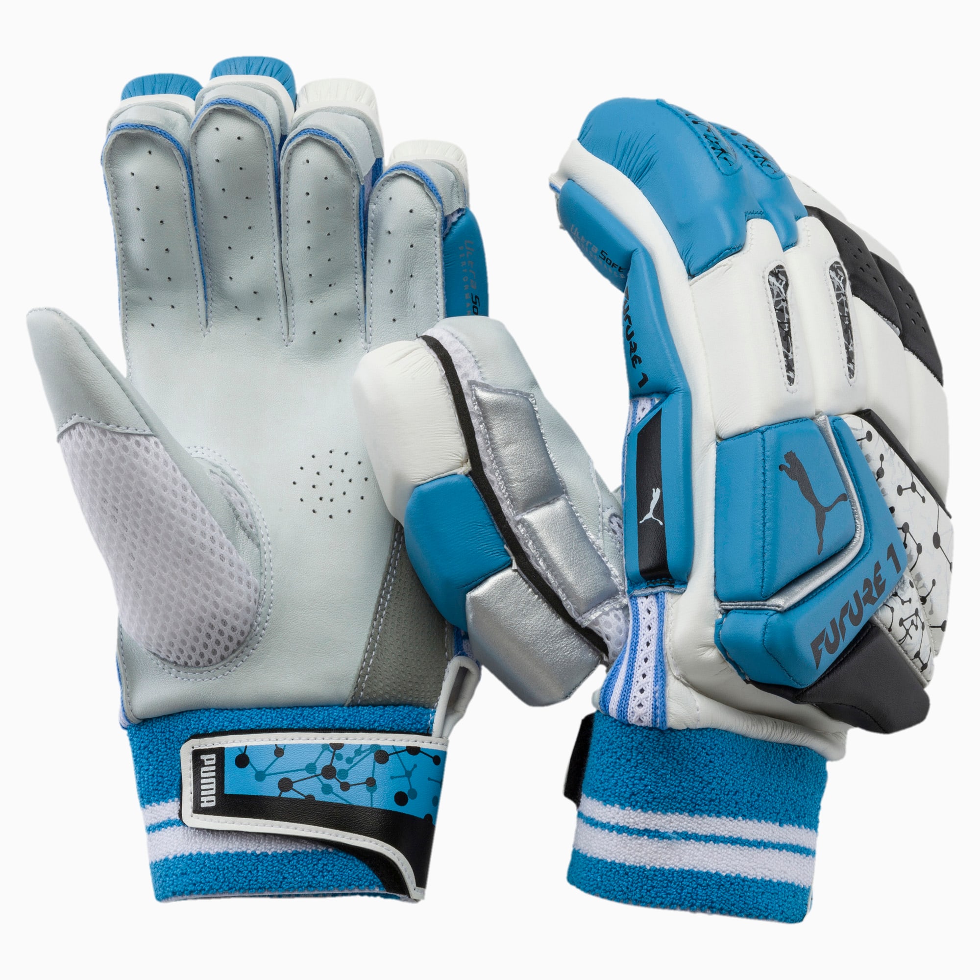 Blue and white batting gloves clearance