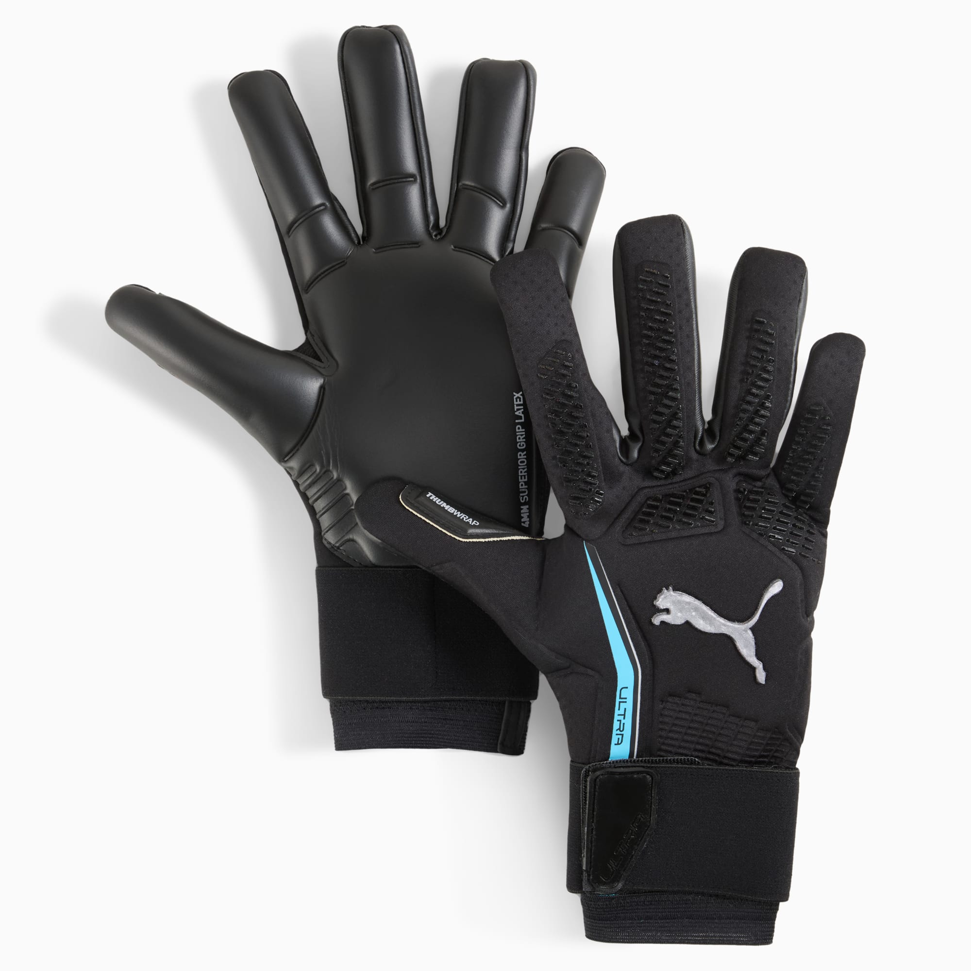 ULTRA ULTIMATE Hybrid Goalkeeper Gloves, PUMA Black-Bright Aqua, large