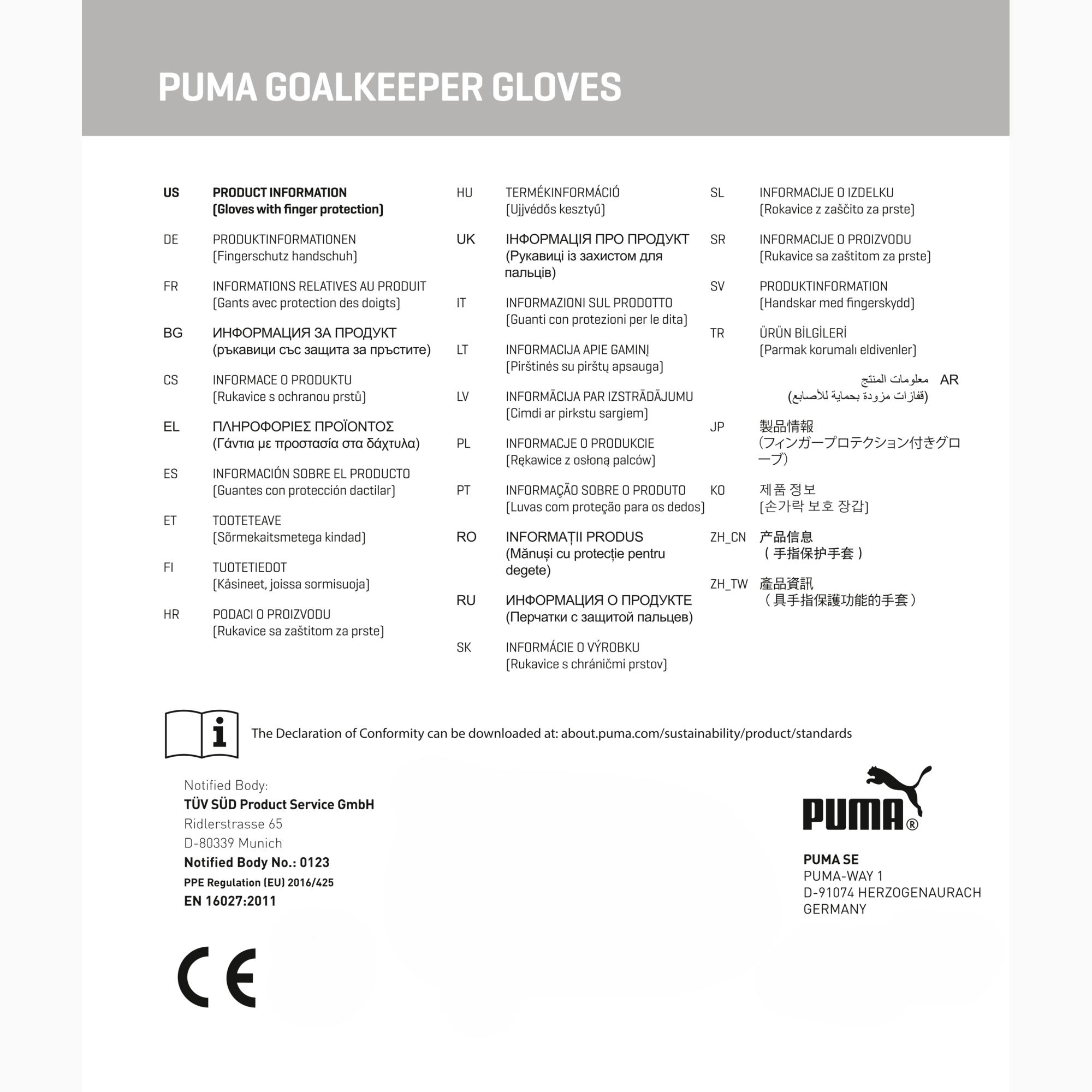 Guanti da portiere PUMA ULTRA Match PROTECT RC, PUMA White-Glowing Red-PUMA Black, large