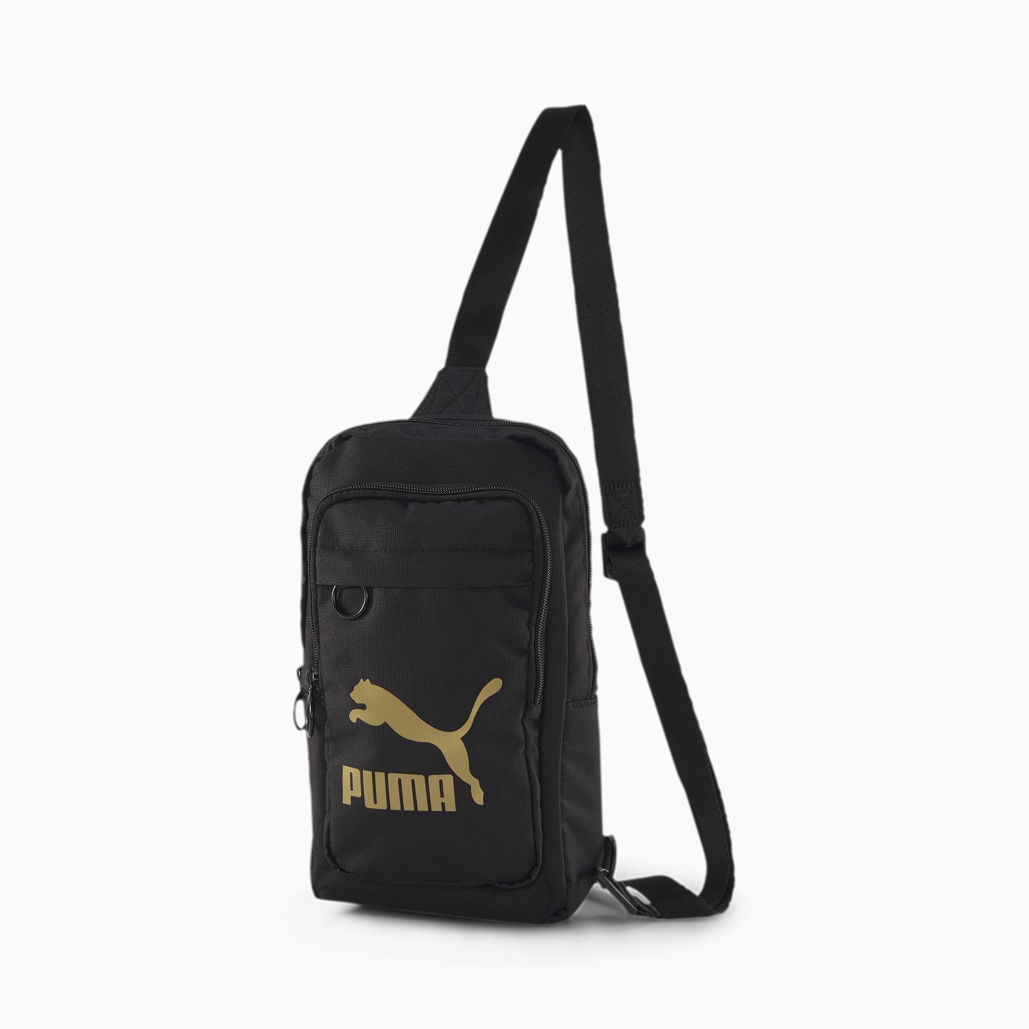 white and gold puma bag