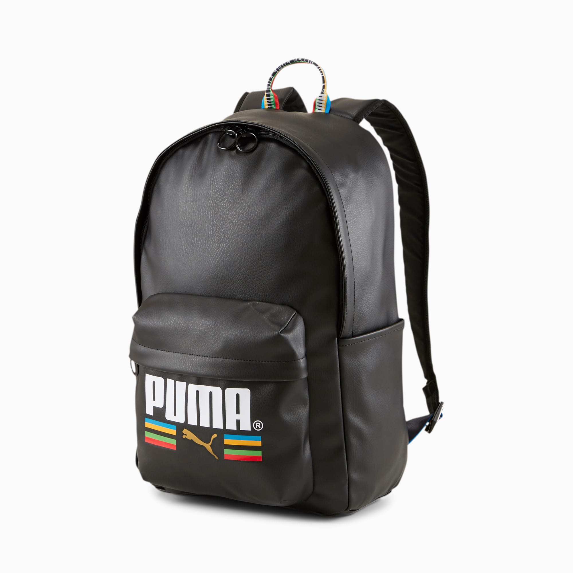 puma black leather backpack