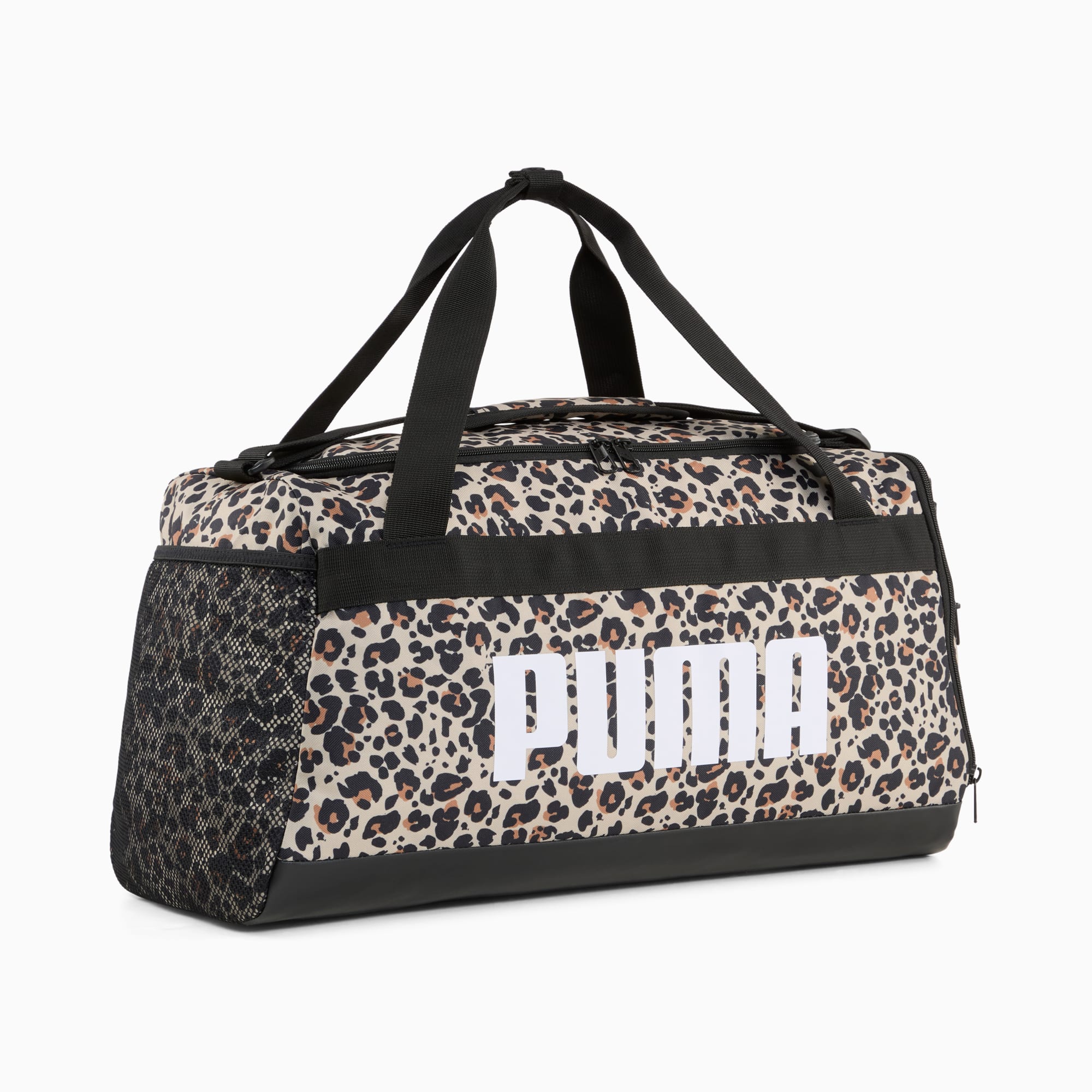 Challenger All-Over Print 35L Small Sports Bag, PUMA Black-Leopard AOP, large