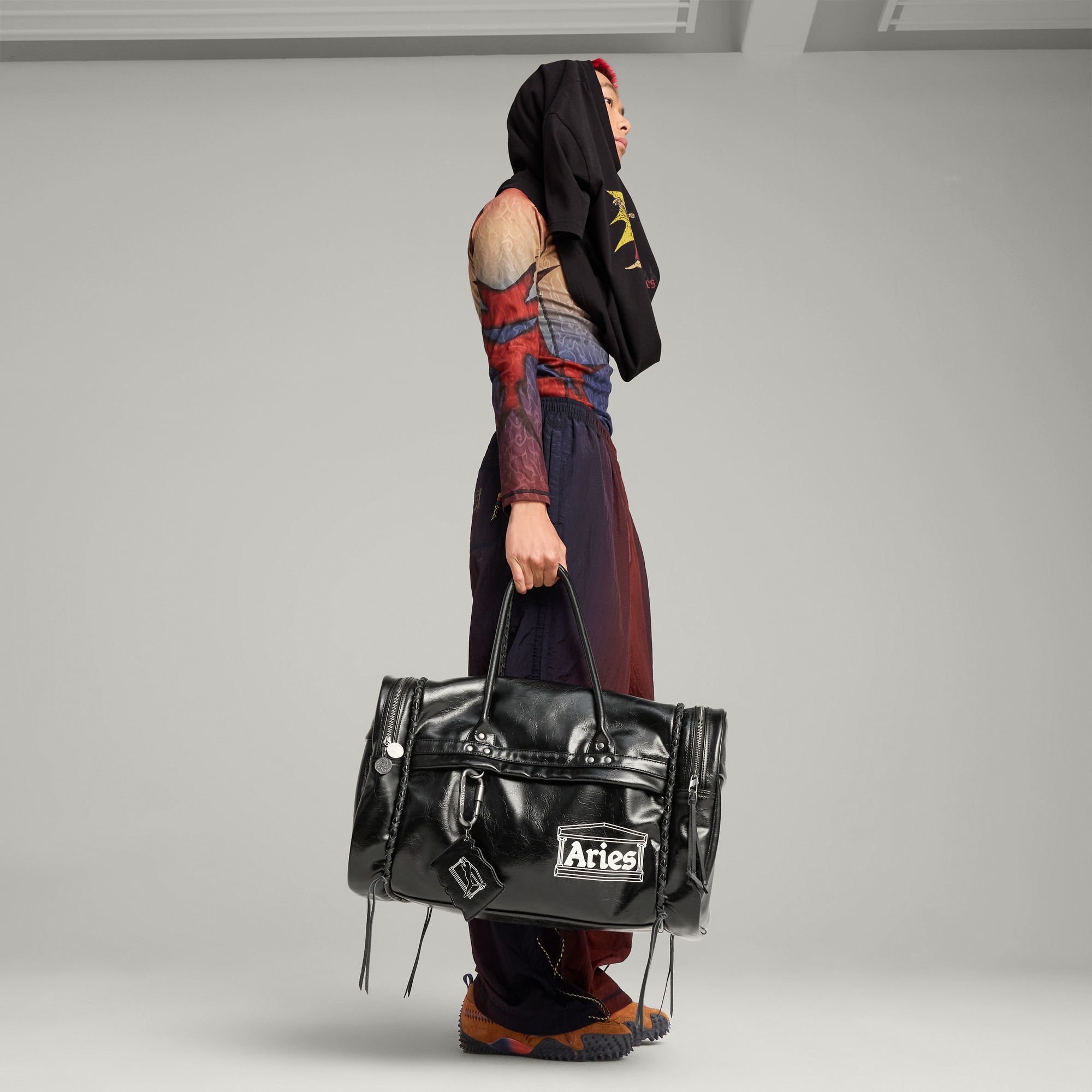 PUMA x ARIES 23.5L Duffle Bag, PUMA Black, large