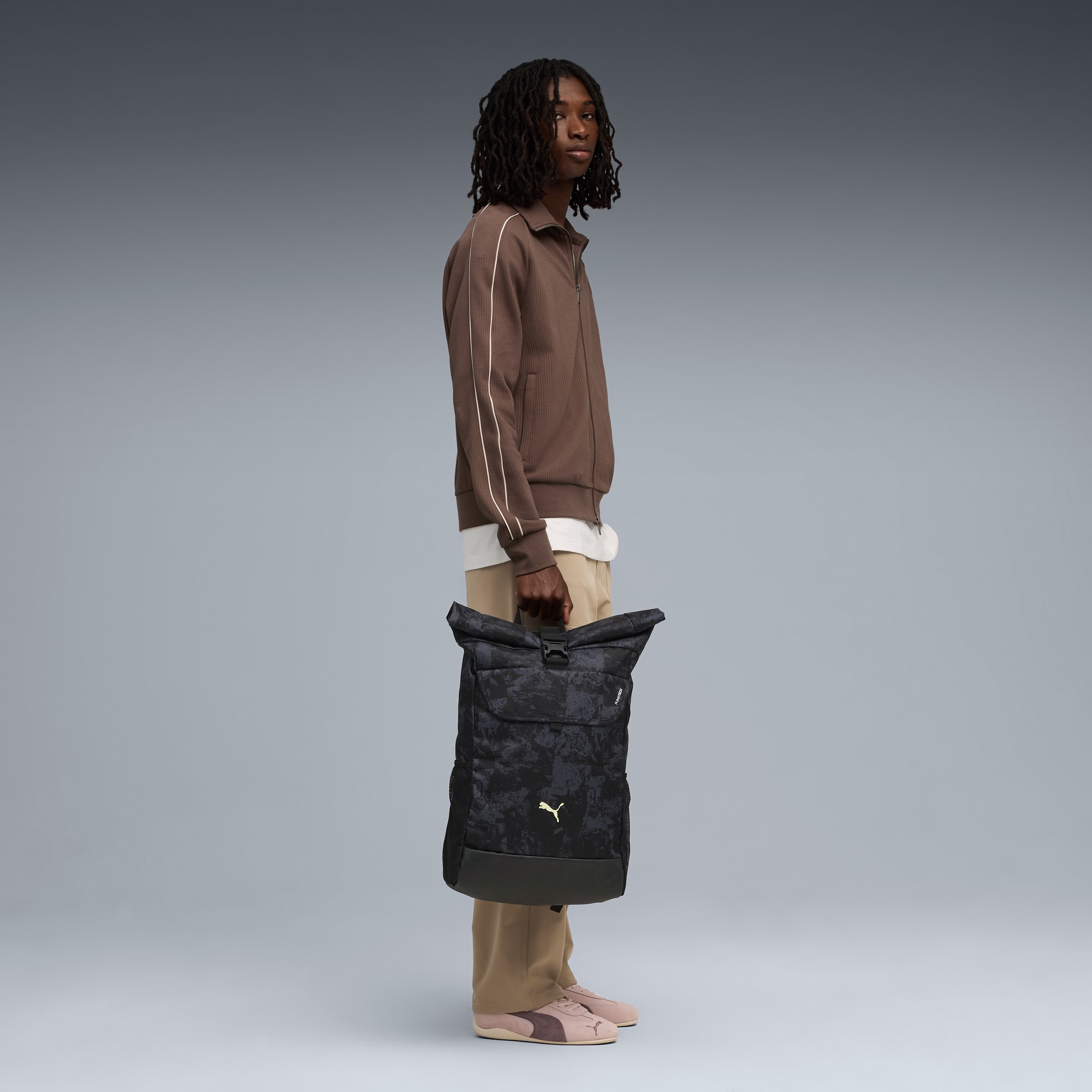 Sac à dos avec rabat supérieur roulé PUMATECH (26 L), PUMA Black-AOP, large