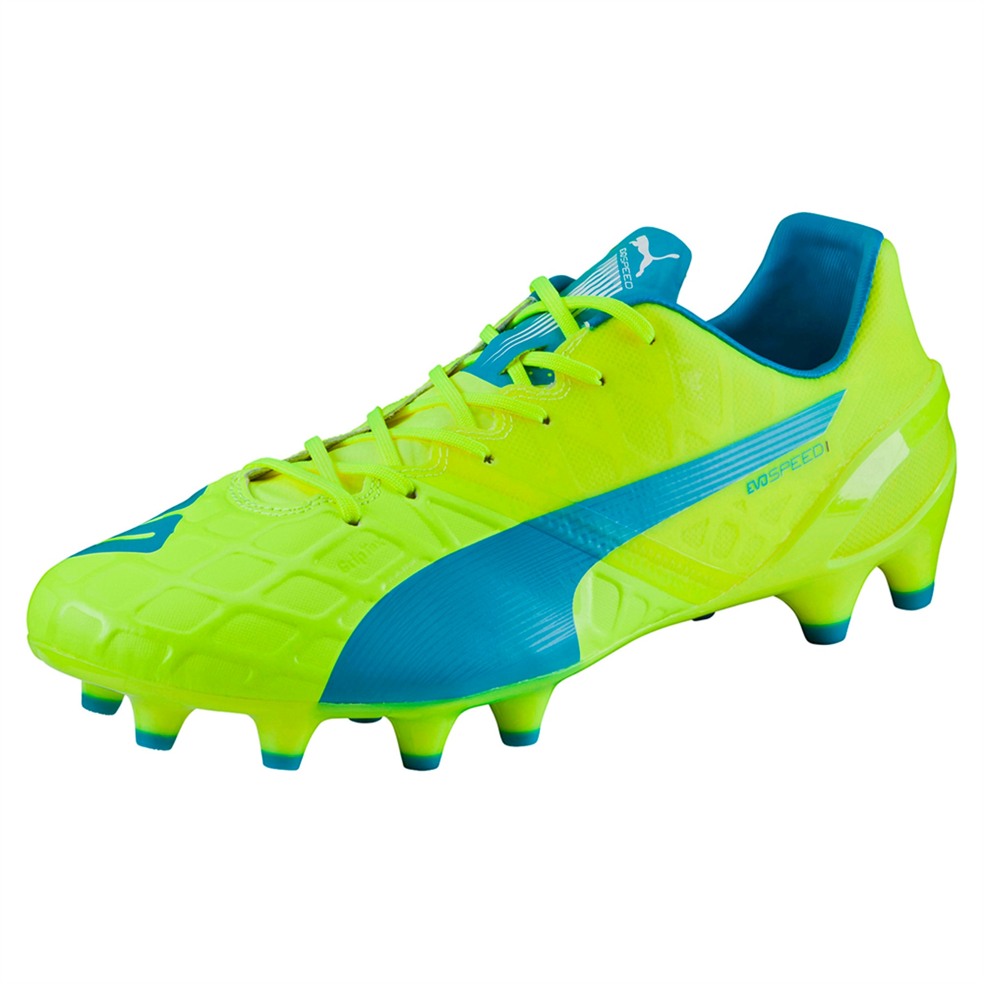 blue and yellow puma football boots