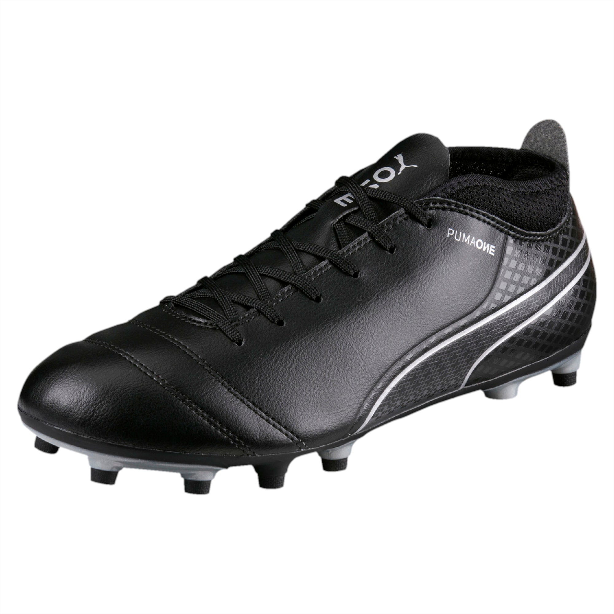One 17 4 Fg Men S Football Boots Black Black Silver Puma Shoes