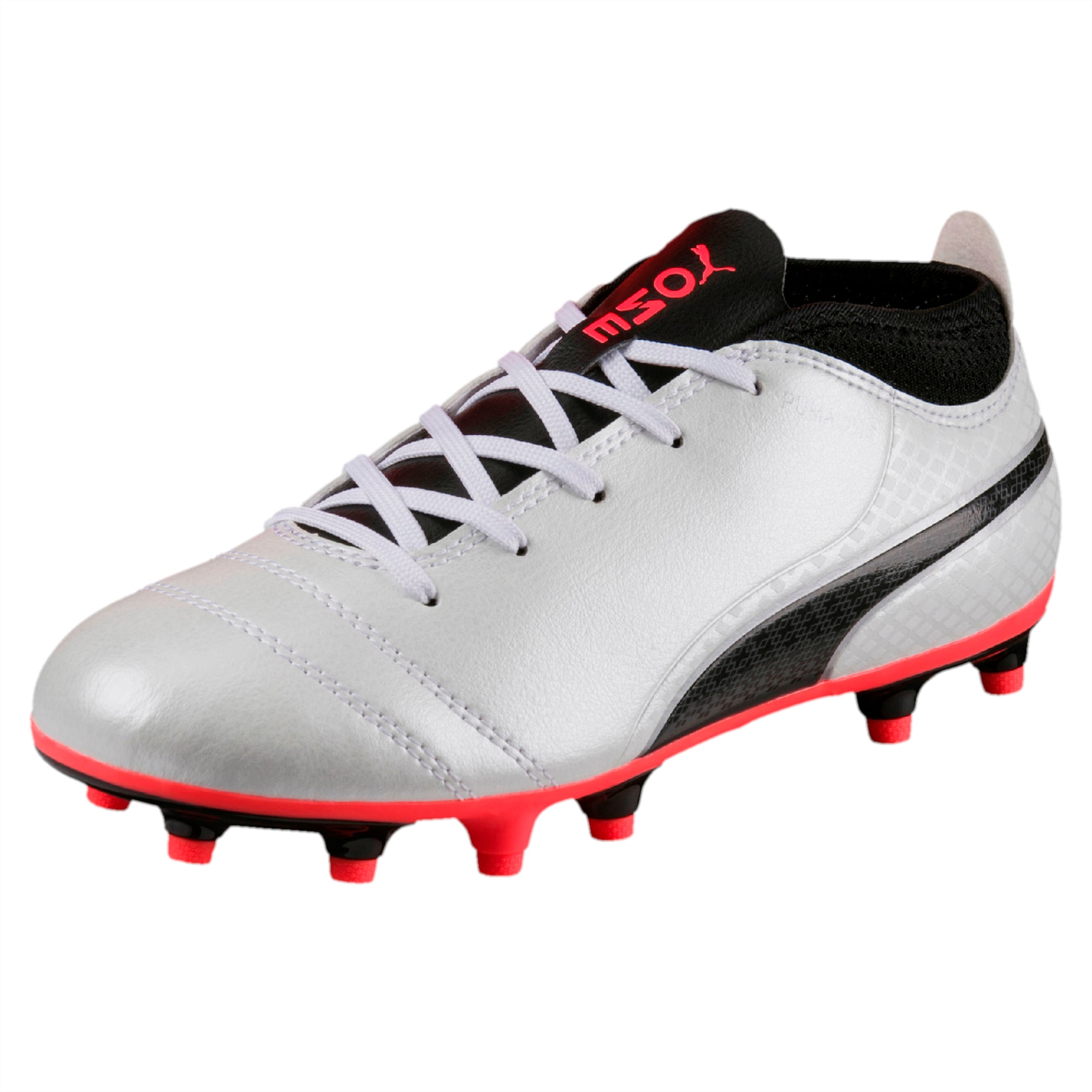 One 17 4 Fg Kids Football Boots White Black Coral Puma Shoes Puma