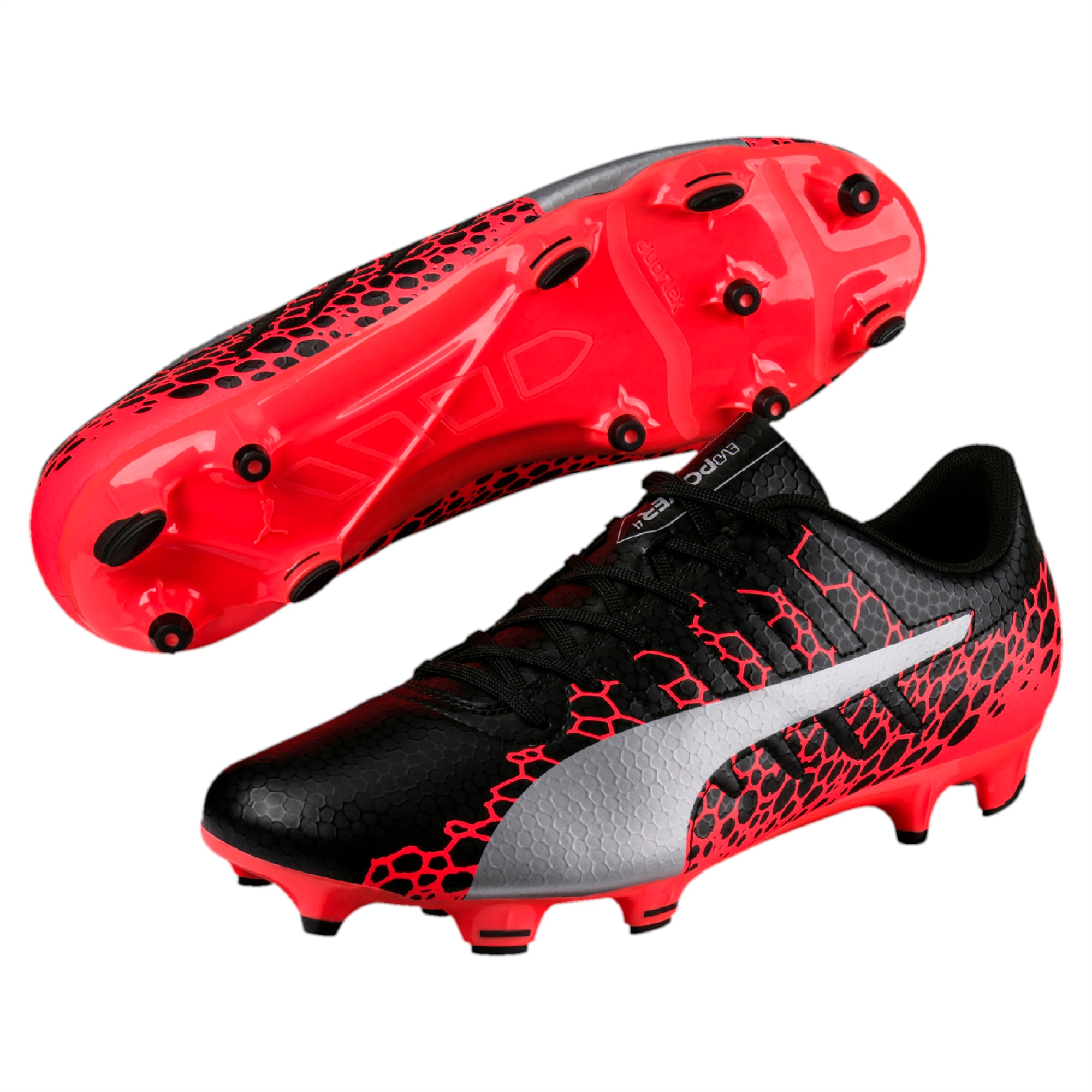 evoPOWER Vigor 4 Graphic FG Men's Football Boots | Black-Silver-Fiery Coral  | PUMA Shoes | PUMA