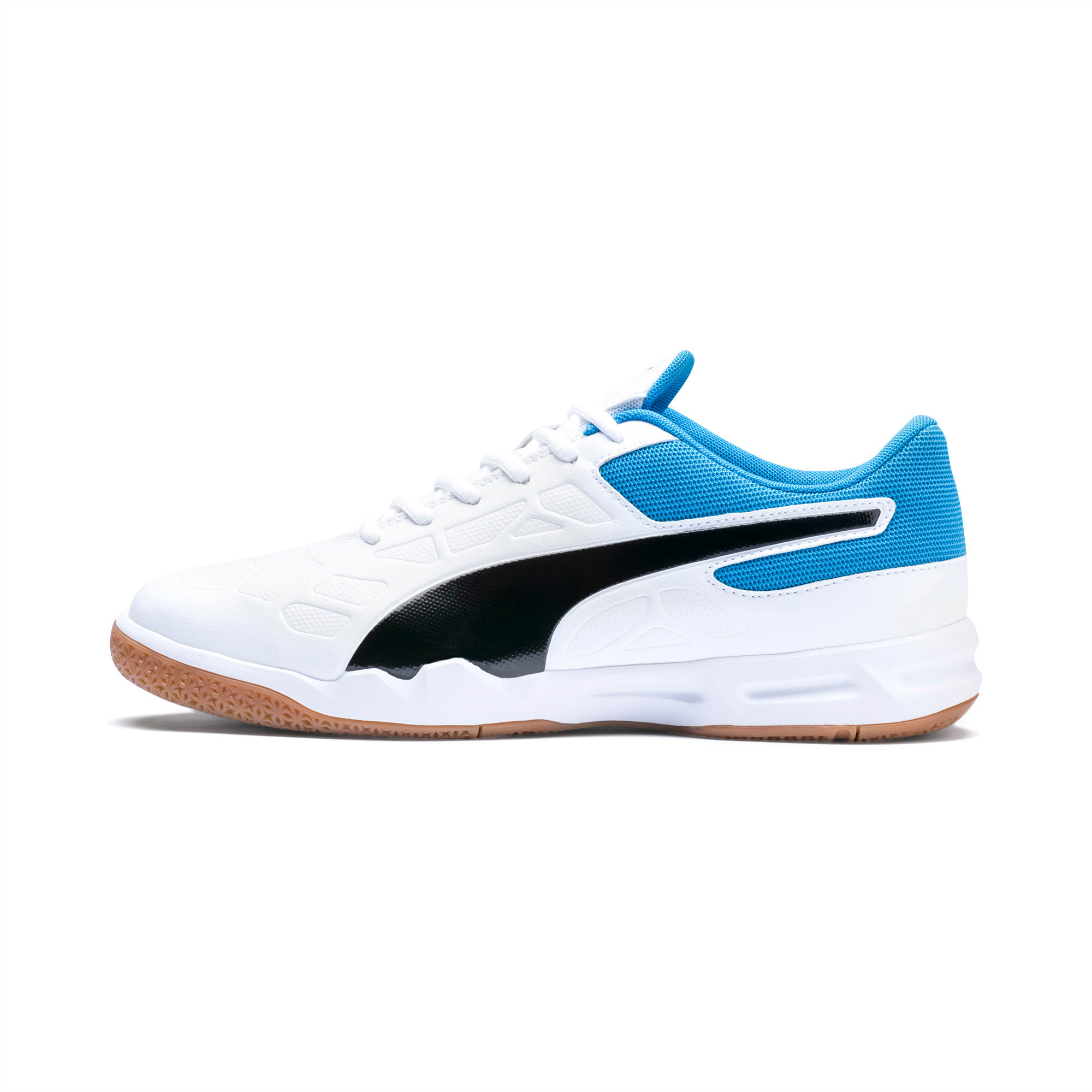 Tenaz Indoor Teamsport Shoes | White-Black-Bleu Azur-Gum | PUMA Shoes | PUMA