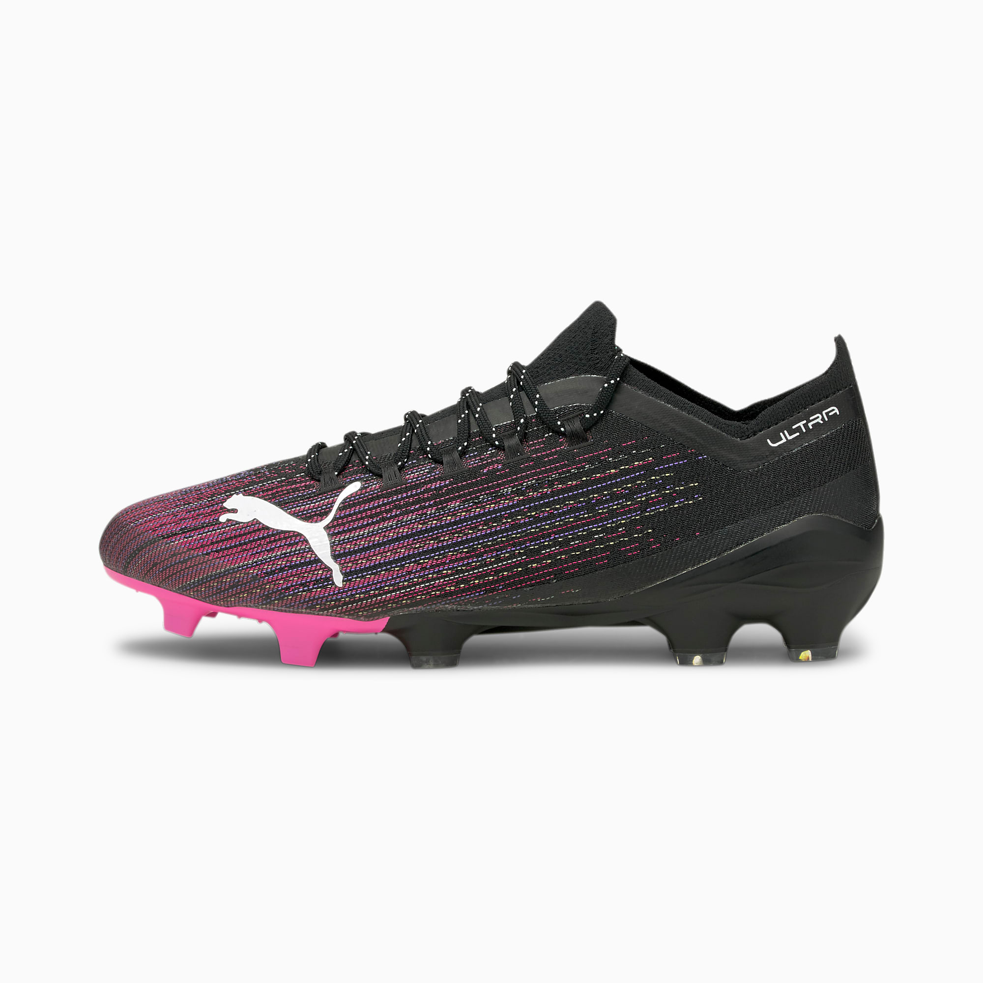 PUMA ULTRA 1.1 FG/AG Football Boots, Black/Pink/Aucun, Size 42.5