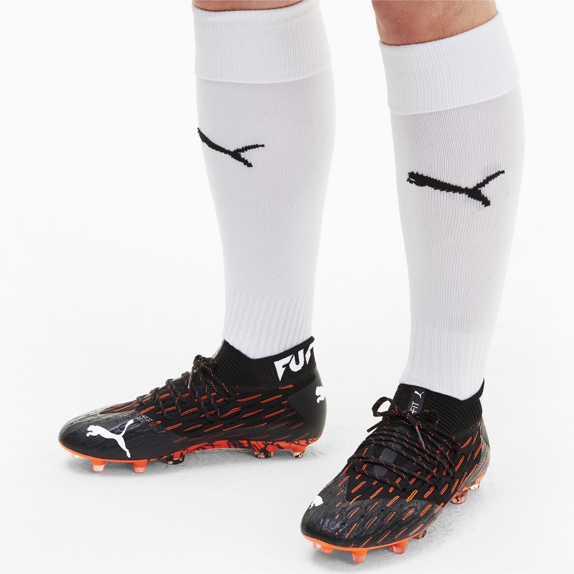 Future 6.1 NETFIT FG/AG Football Boots | Black-White-Shocking Orange | PUMA  Football boots | PUMA