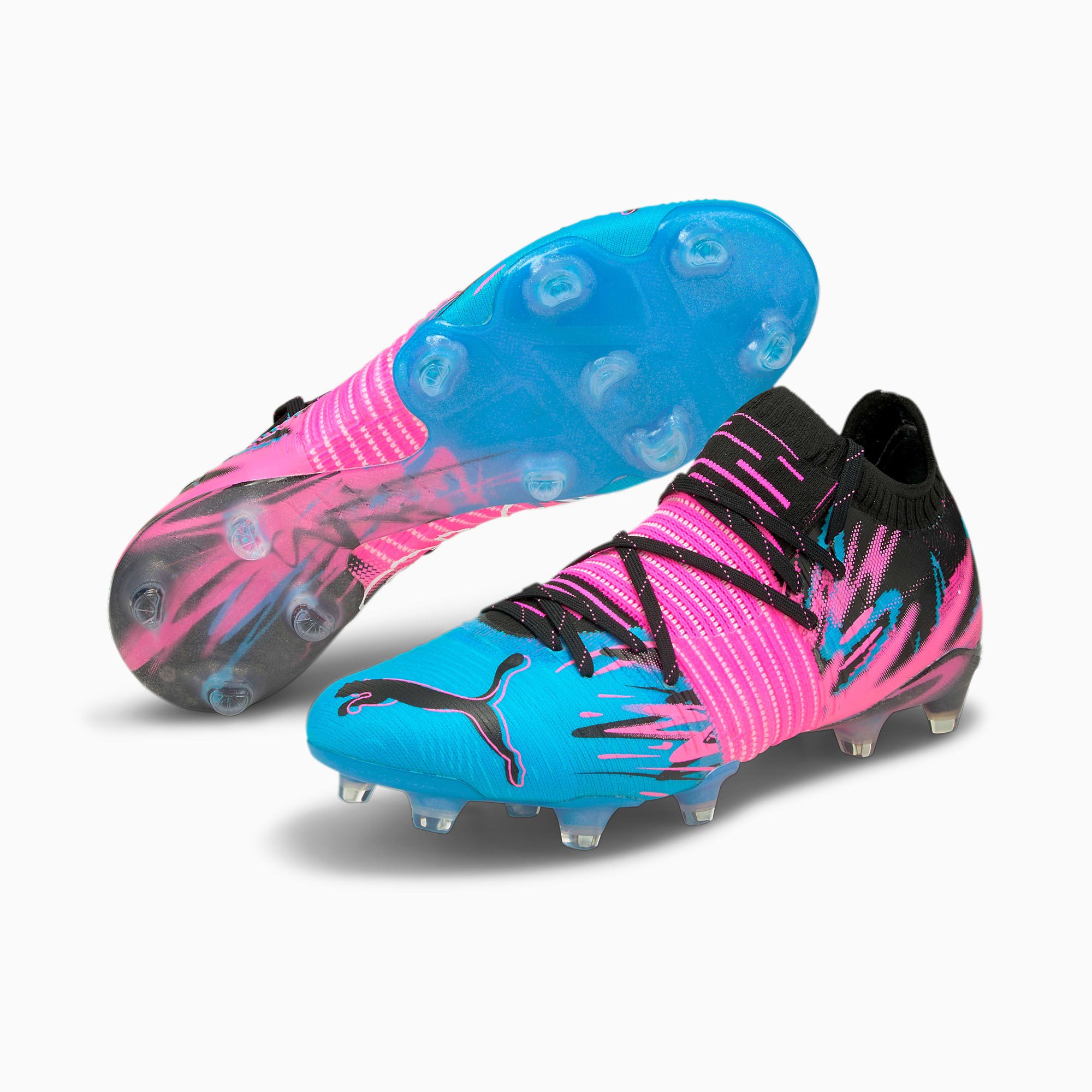 blue and pink football boots