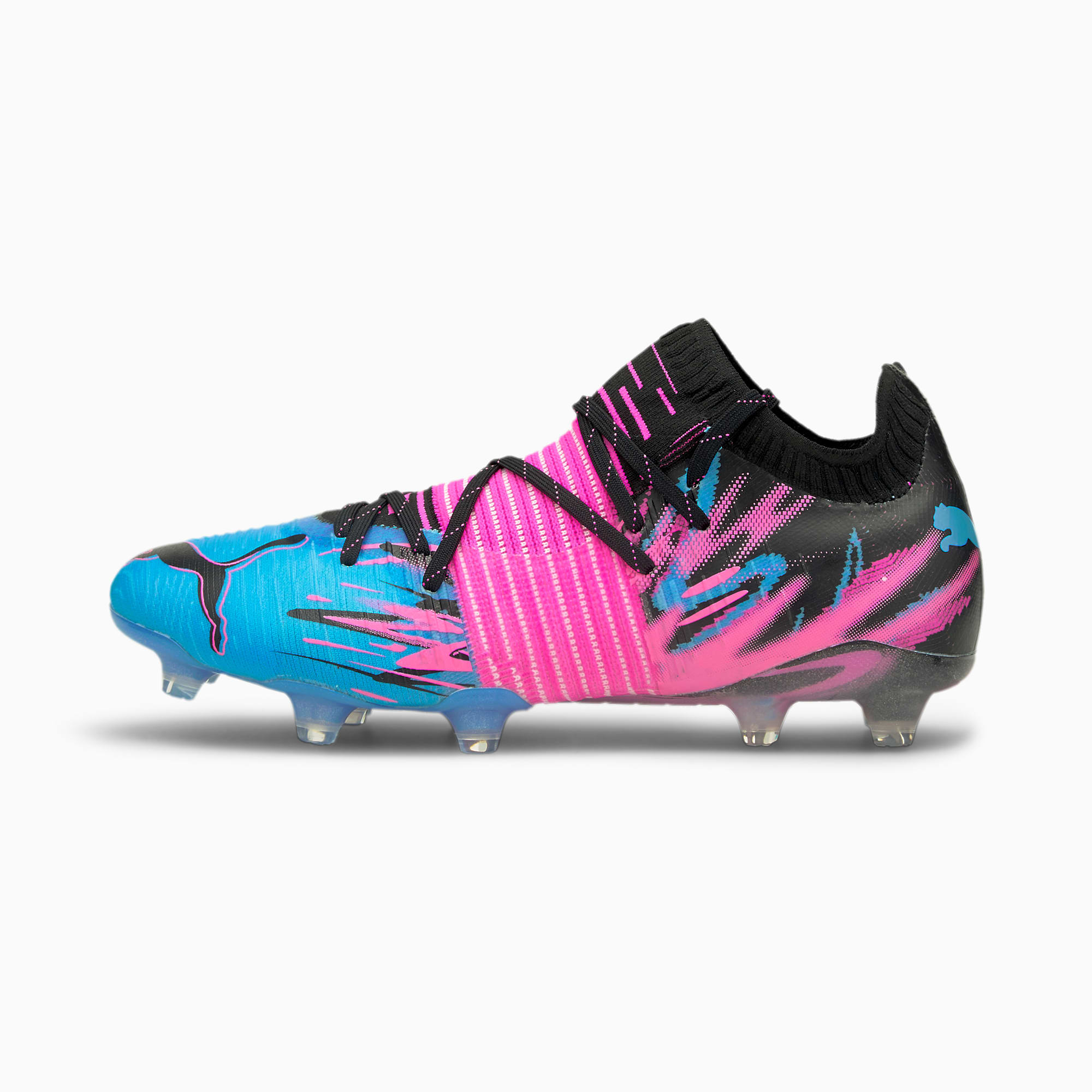 white and pink football boots