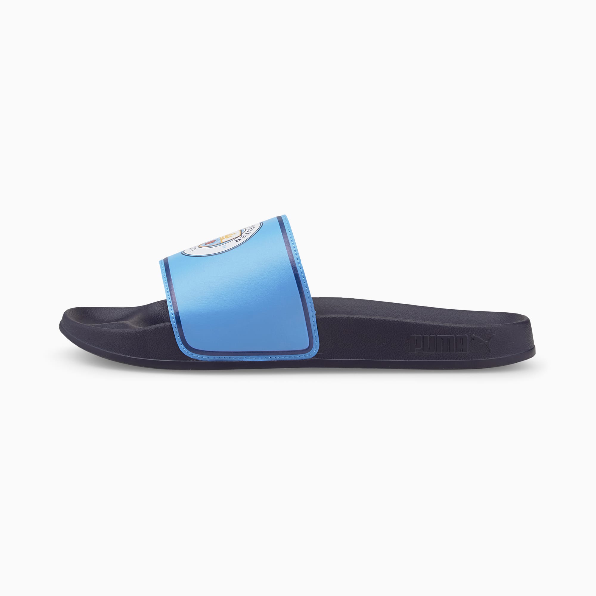 Light blue shop puma slides