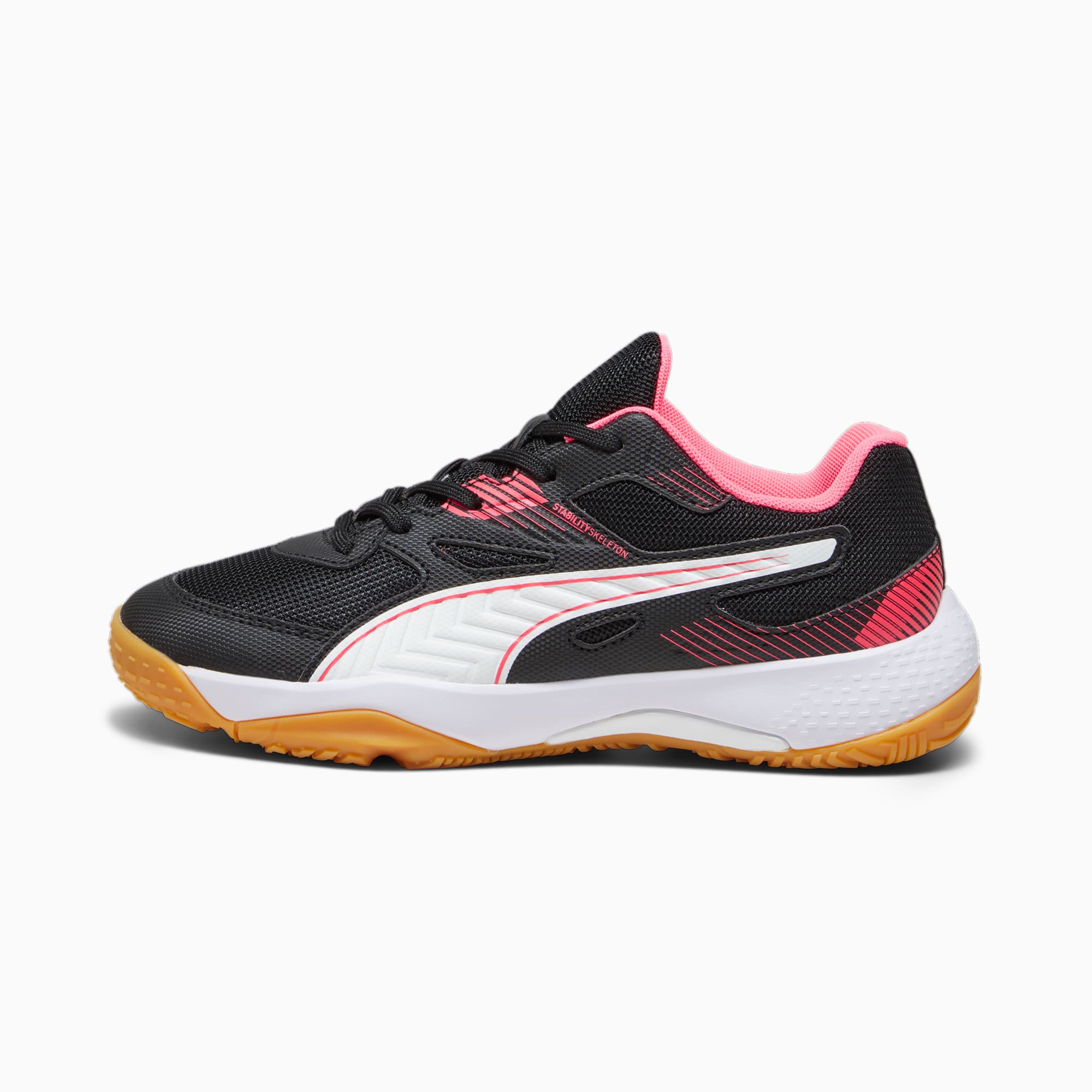 Chaussures de sport en salle Solarflash II Enfant et Adolescent, PUMA Black-Fire Orchid-PUMA White-Gum, large