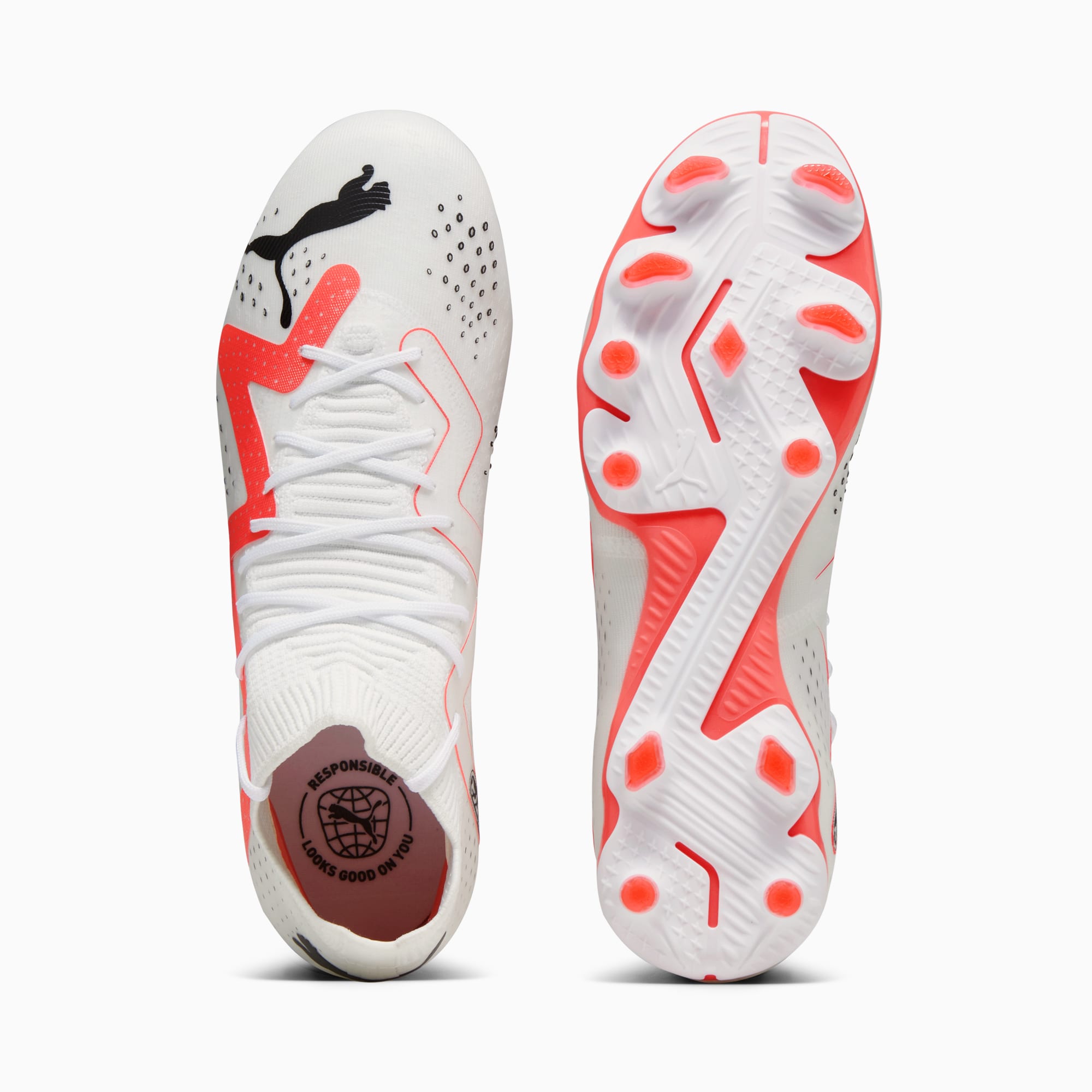 Puma Future Match Firm Ground Artificial Ground Women s Soccer Cleats Shoes White Black Fire Orchid 10.5