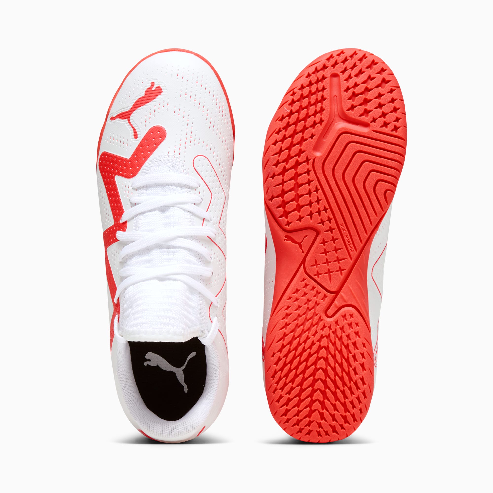 FUTURE PLAY IT Youth Football Boots PUMA White Fire Orchid