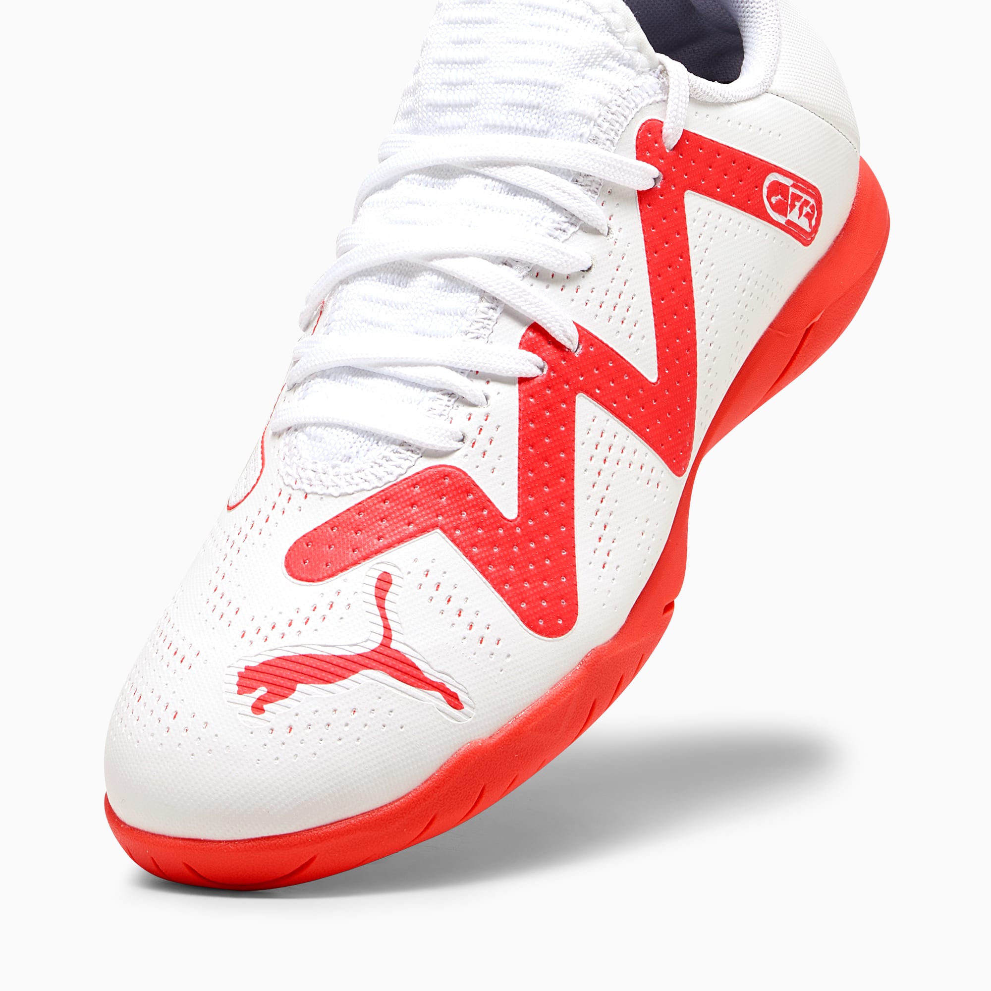 FUTURE PLAY IT Youth Football Boots PUMA White Fire Orchid