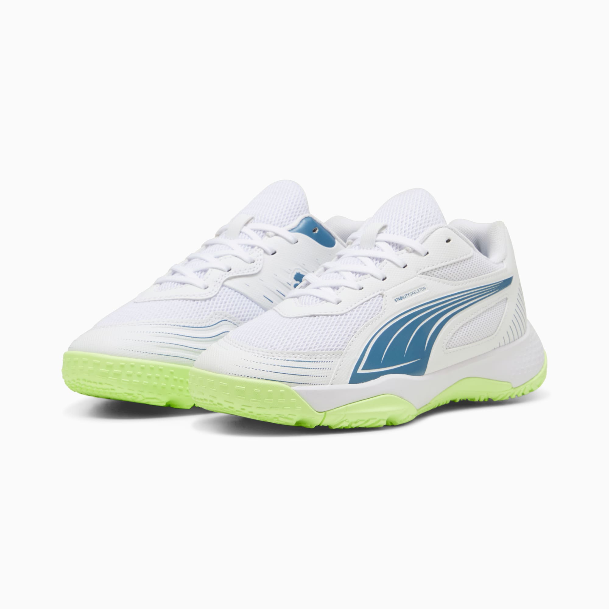 Solarflash III Indoor Sports Shoes Youth, PUMA White-Blue Horizon, large