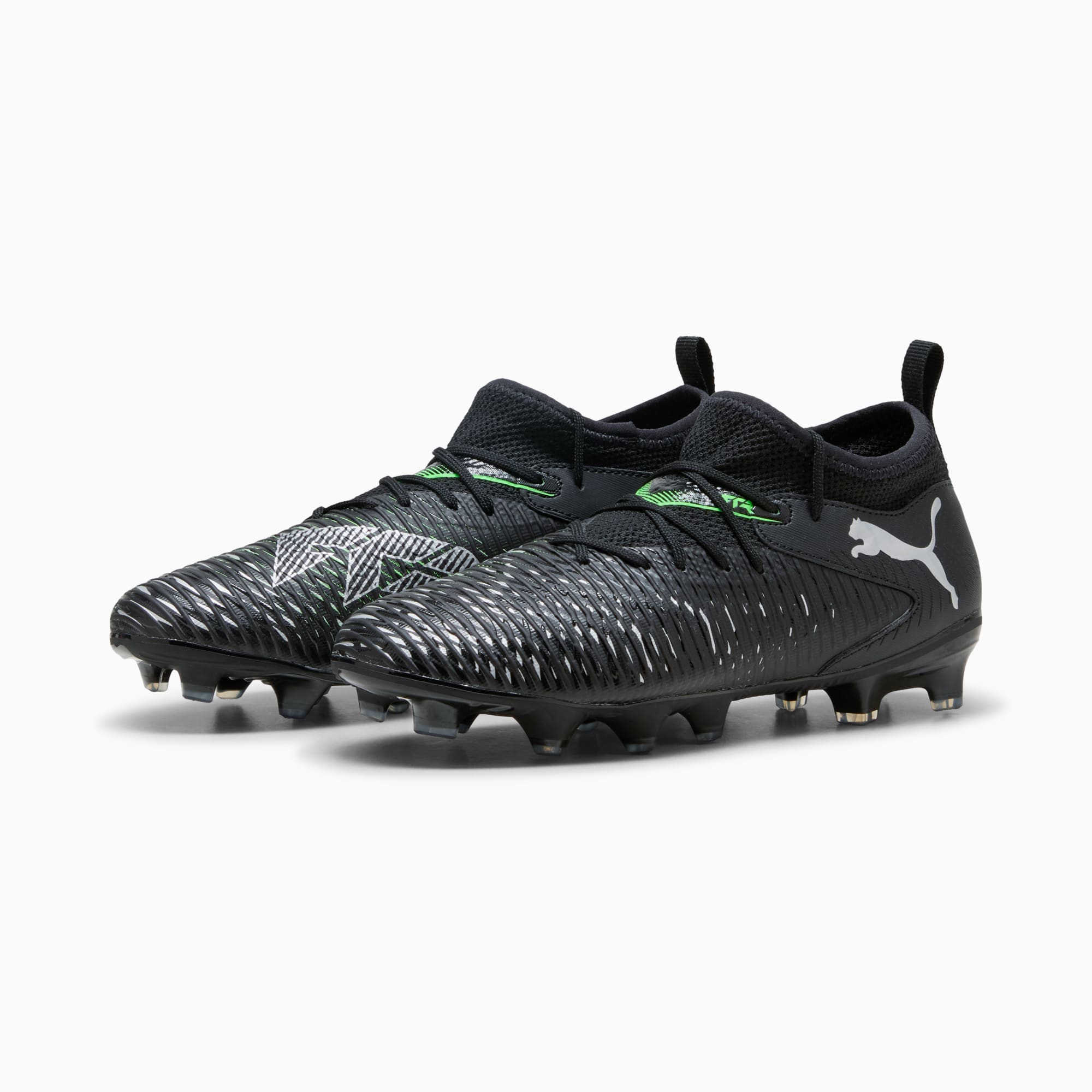 Młodzieżowe buty piłkarskie FUTURE 8 MATCH FG/AG, PUMA Black-Cool Light Gray-Fluo Green, large