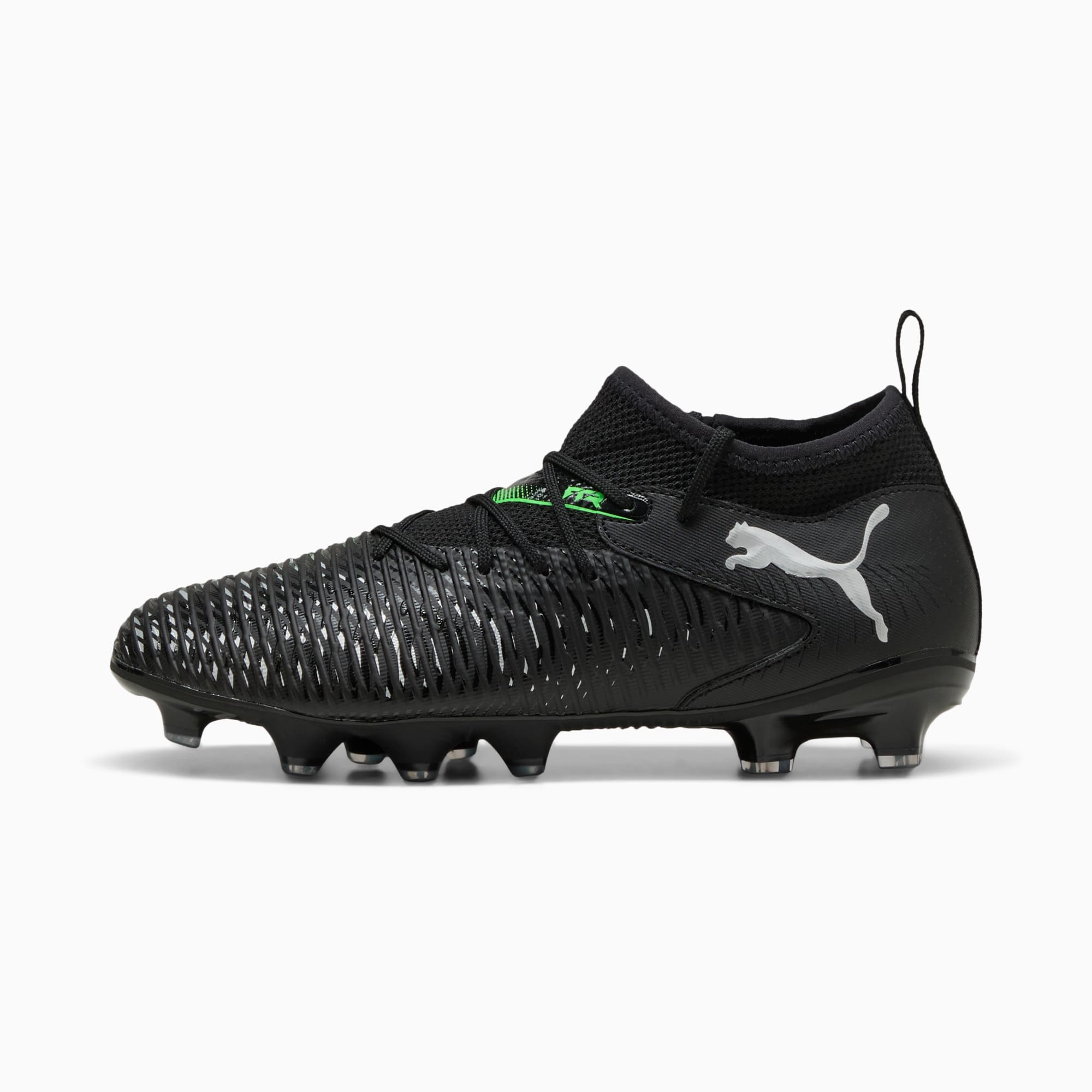 Młodzieżowe buty piłkarskie FUTURE 8 MATCH FG/AG, PUMA Black-Cool Light Gray-Fluo Green, large