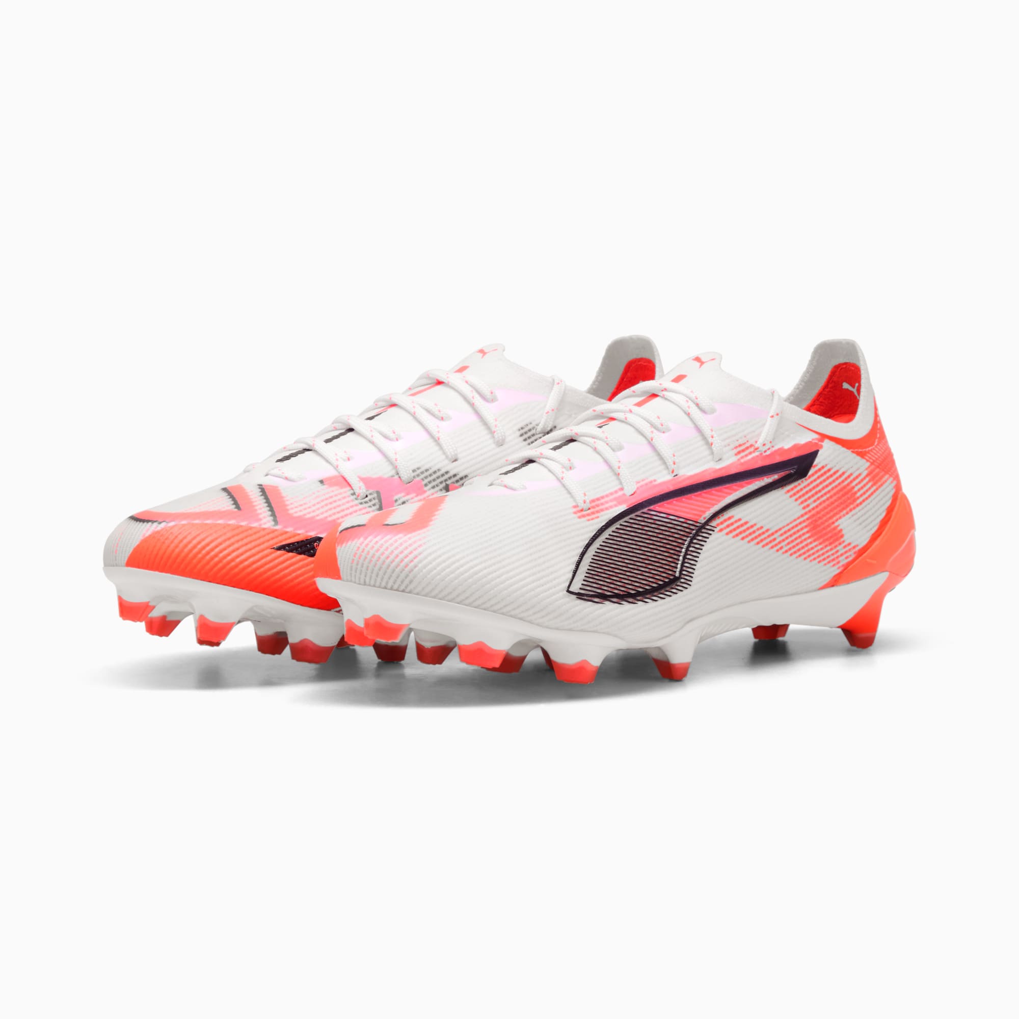 Damskie buty piłkarskie ULTRA 5 ULTIMATE FG, PUMA White-PUMA Black-Glowing Red, large