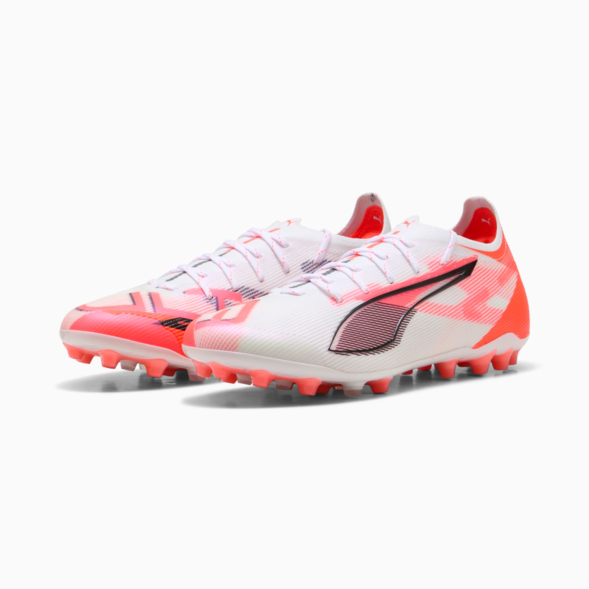 ULTRA 5 ULTIMATE MG Football Boots Unisex, PUMA White-PUMA Black-Glowing Red, large