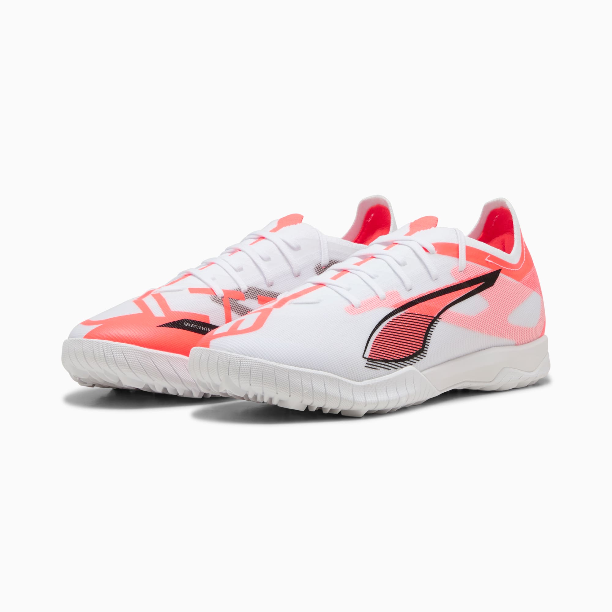 ULTRA 5 MATCH TT Football Boots Unisex, PUMA White-PUMA Black-Glowing Red, large