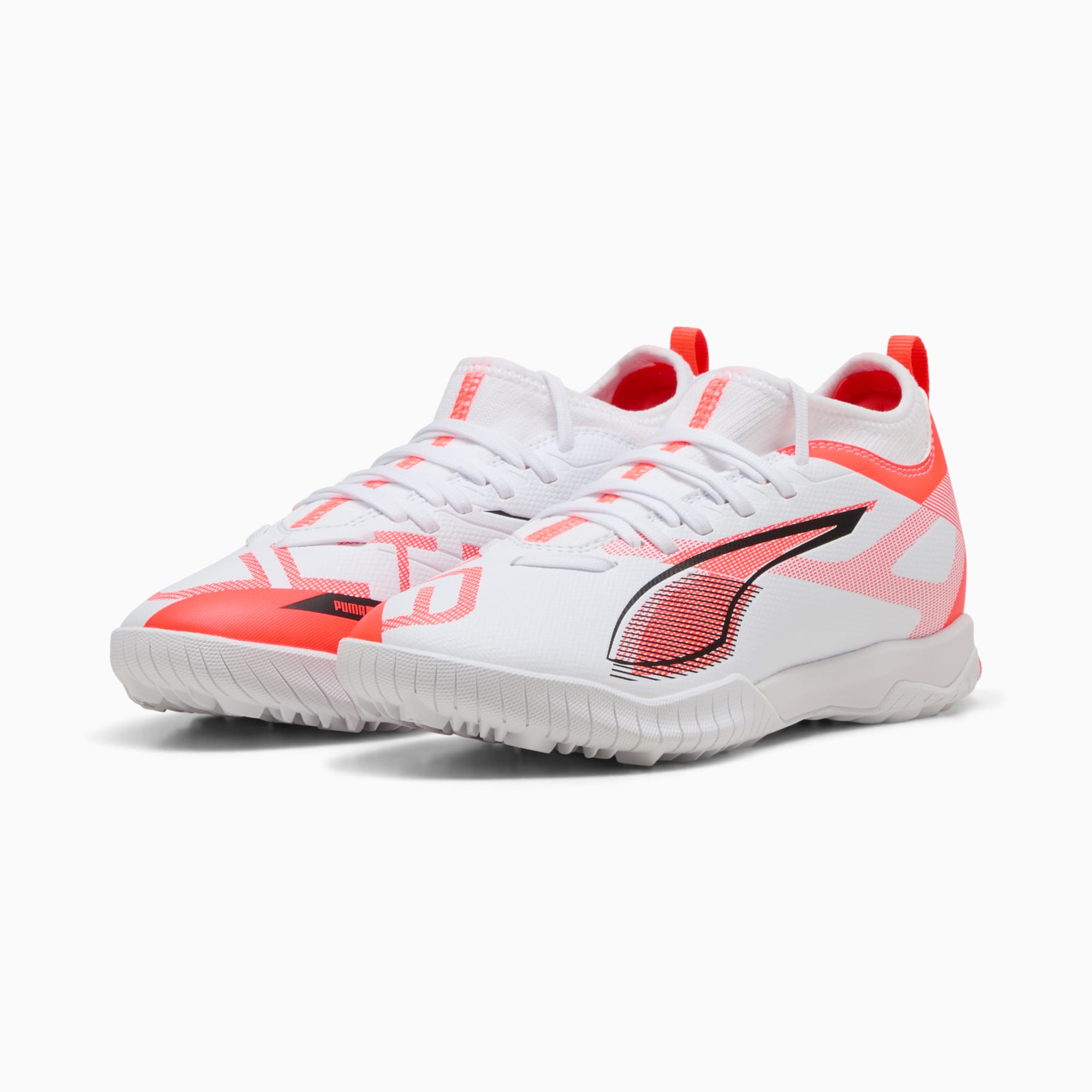 ULTRA 5 MATCH TT Mid voetbalschoenen voor jongeren, PUMA White-PUMA Black-Glowing Red, large