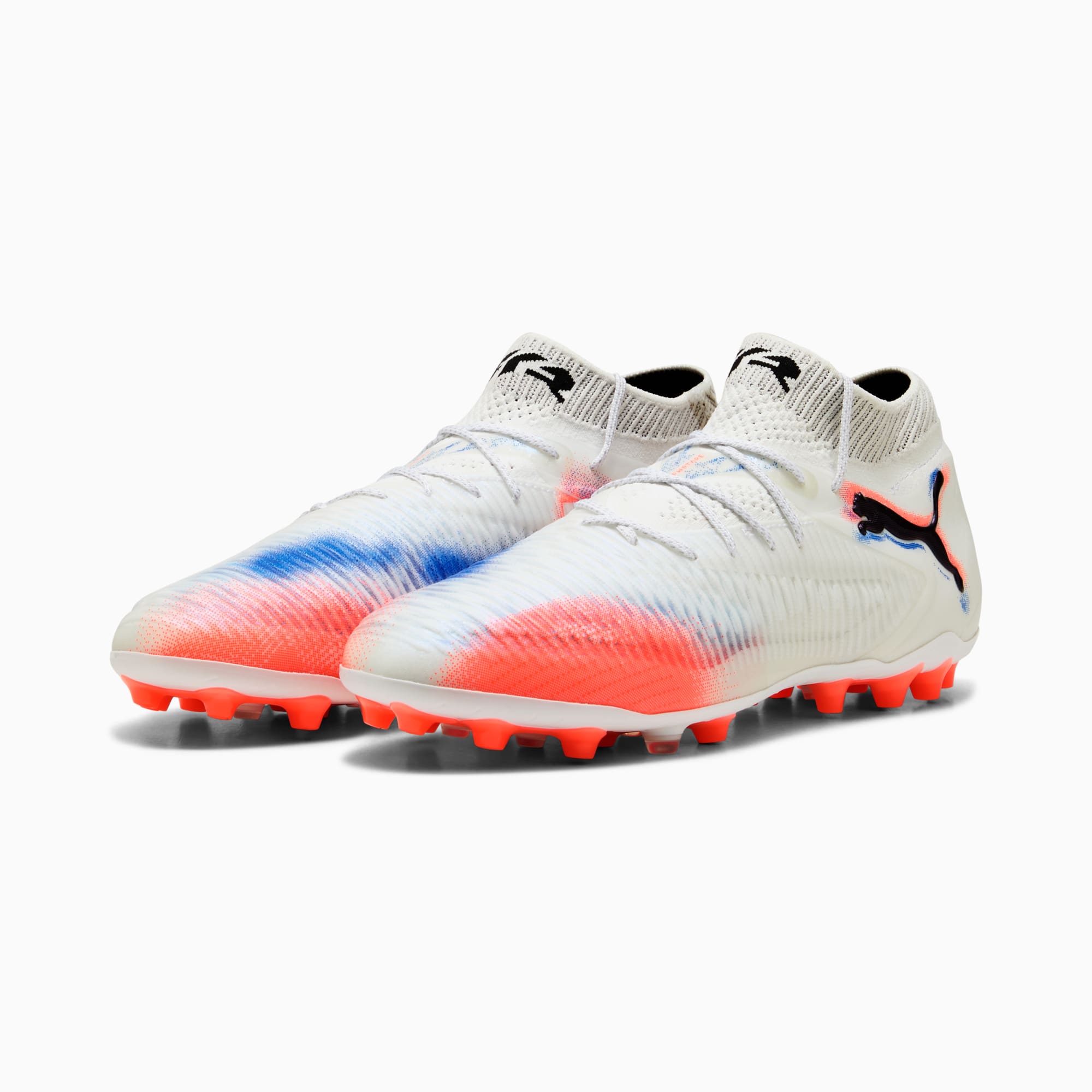 FUTURE 8 ULTIMATE MG Fußballschuhe Unisex, PUMA White-PUMA Black-Glowing Red, large